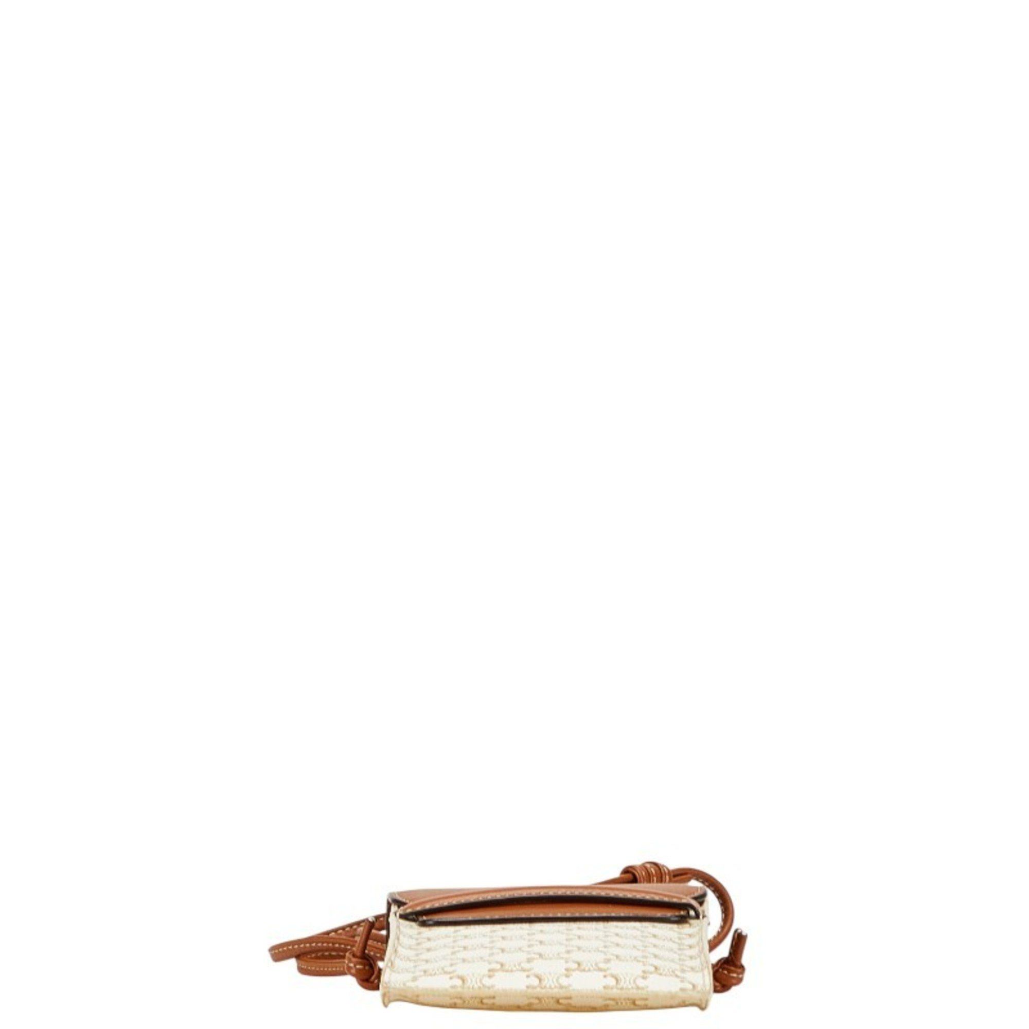 Celine Celine Triomphe Crossbody Shoulder Bag with Phone Case in White and Brown Leather for Women Size ONE SIZE - 3 Thumbnail