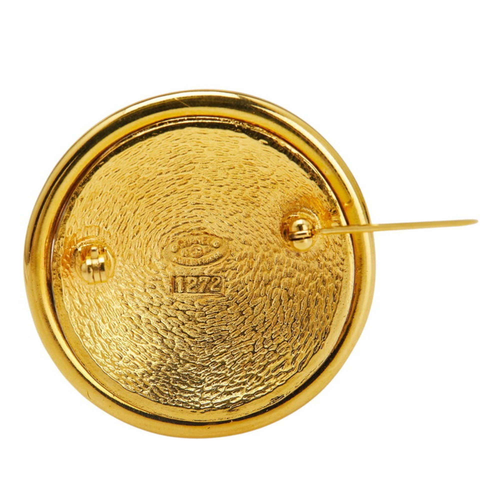 Chanel Vintage Chanel Coco Mark Mirror Round Brooch, Gold Plated, Women's Size ONE SIZE - 3 Thumbnail