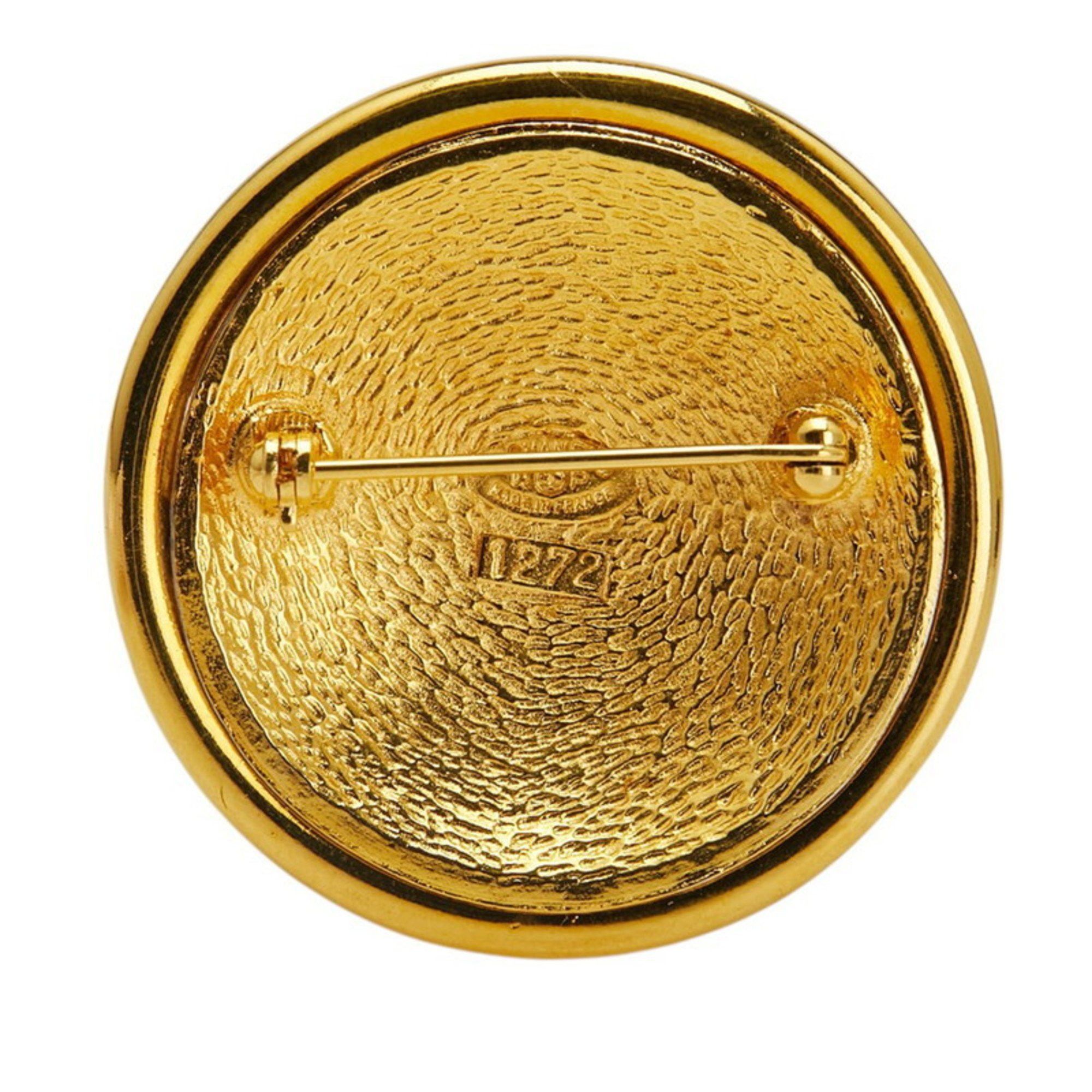 Chanel Vintage Chanel Coco Mark Mirror Round Brooch, Gold Plated, Women's Size ONE SIZE - 2 Thumbnail