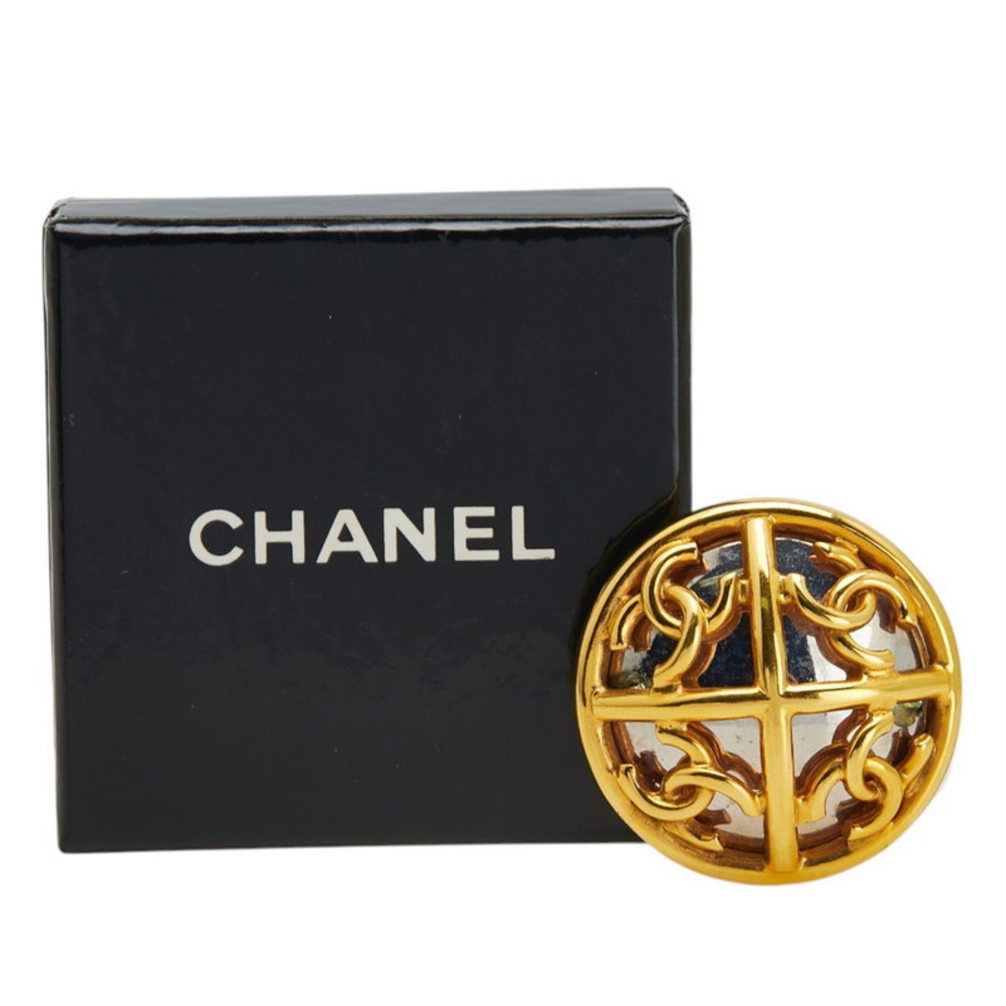Chanel Vintage Chanel Coco Mark Mirror Round Brooch, Gold Plated, Women's Size ONE SIZE - 4 Thumbnail