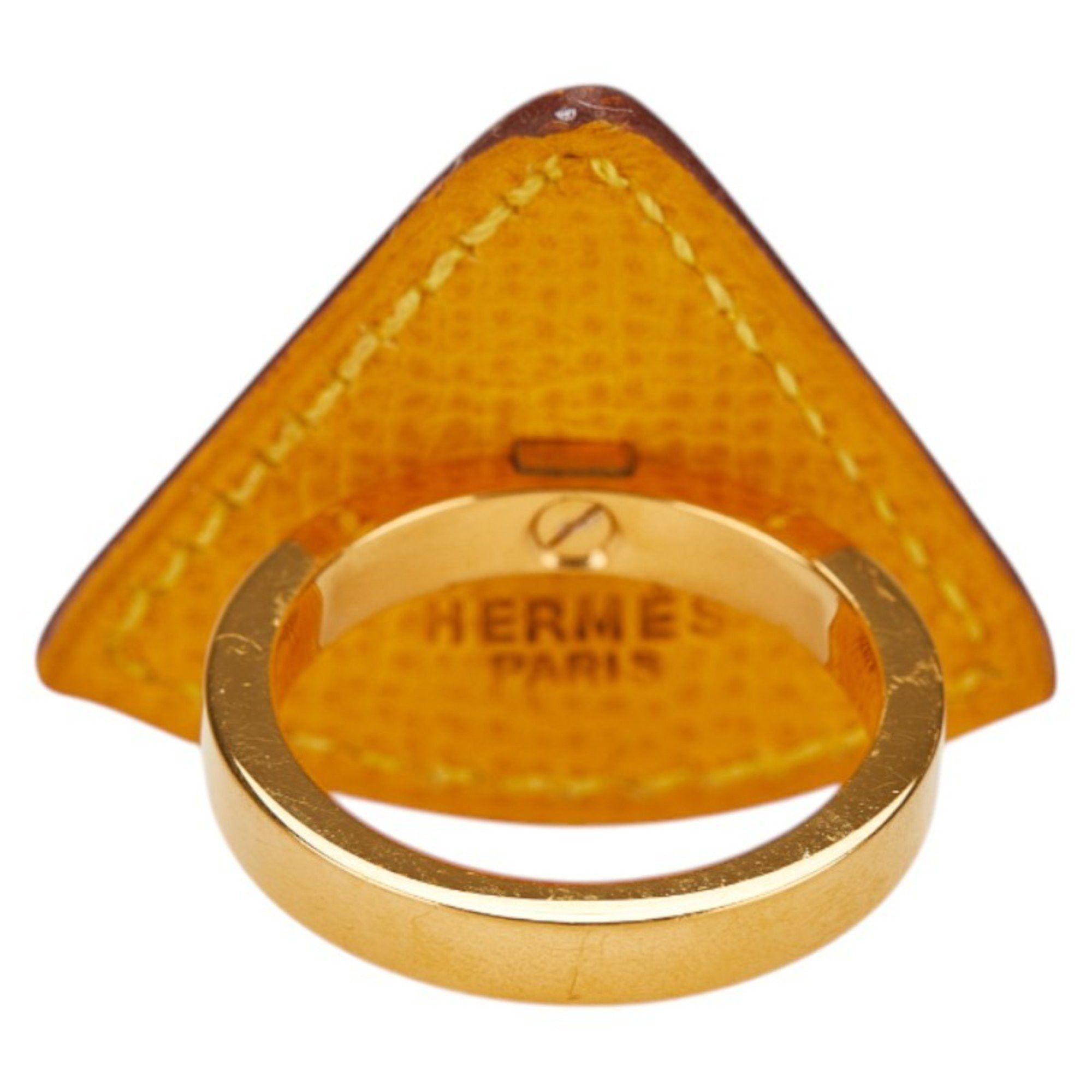 Hermes Hermes Triangle Scarf Ring, Yellow Gold Leather, Women's, HERMES Size ONE SIZE - 3 Thumbnail