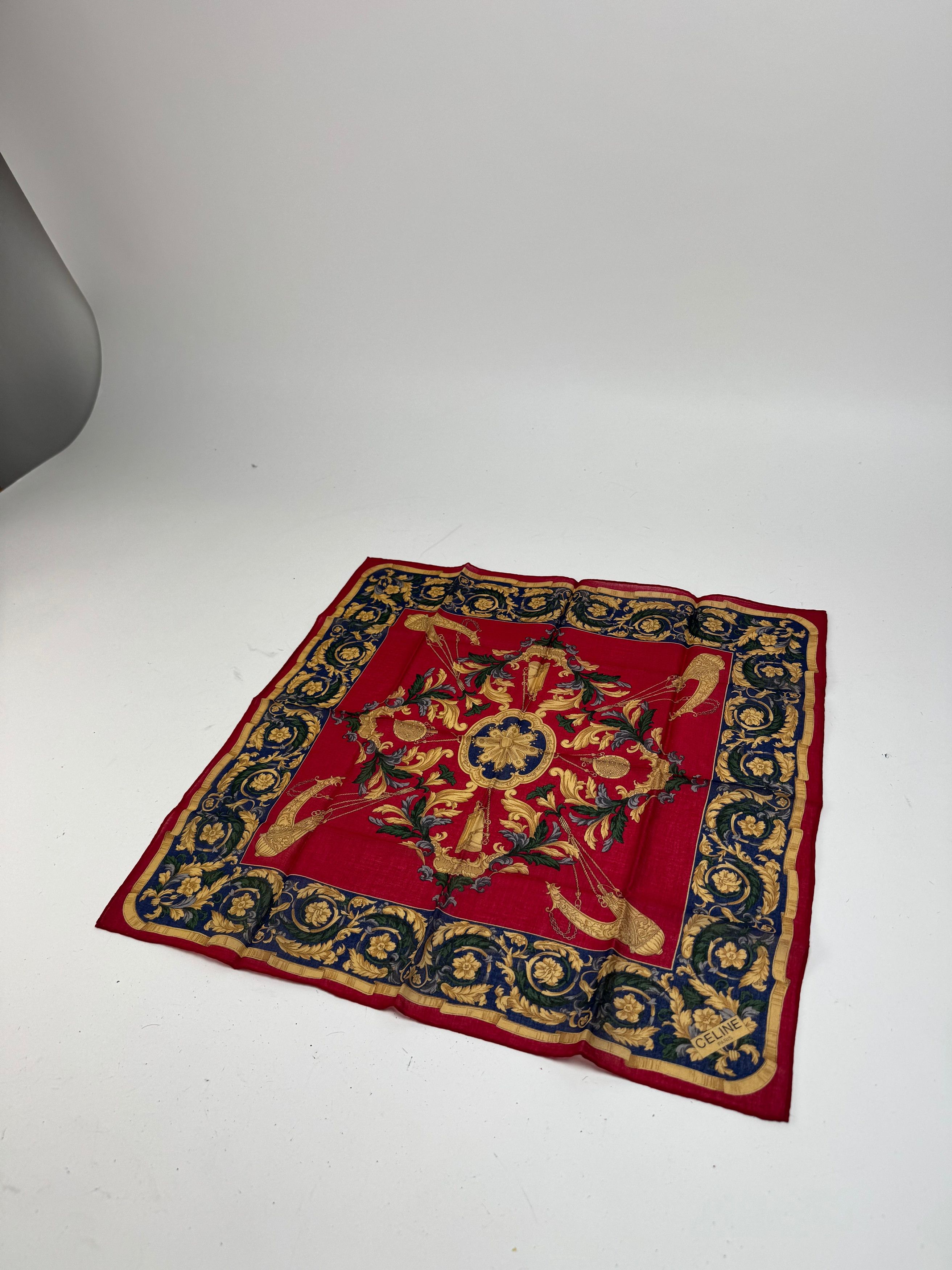 Celine Vintage Baroque Scarf Red Gold Size ONE SIZE - 6 Thumbnail