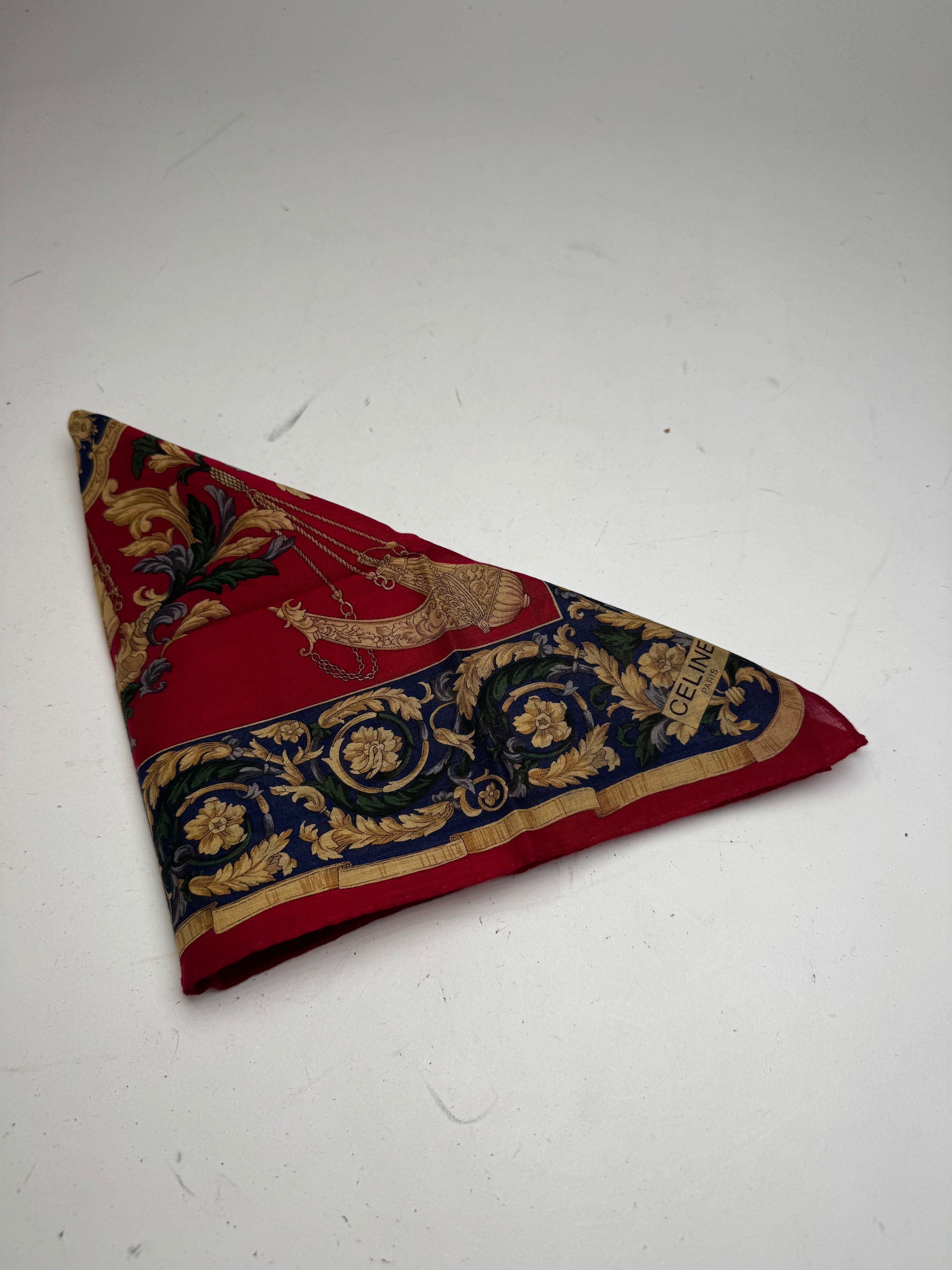 Celine Vintage Baroque Scarf Red Gold Size ONE SIZE - 9 Thumbnail