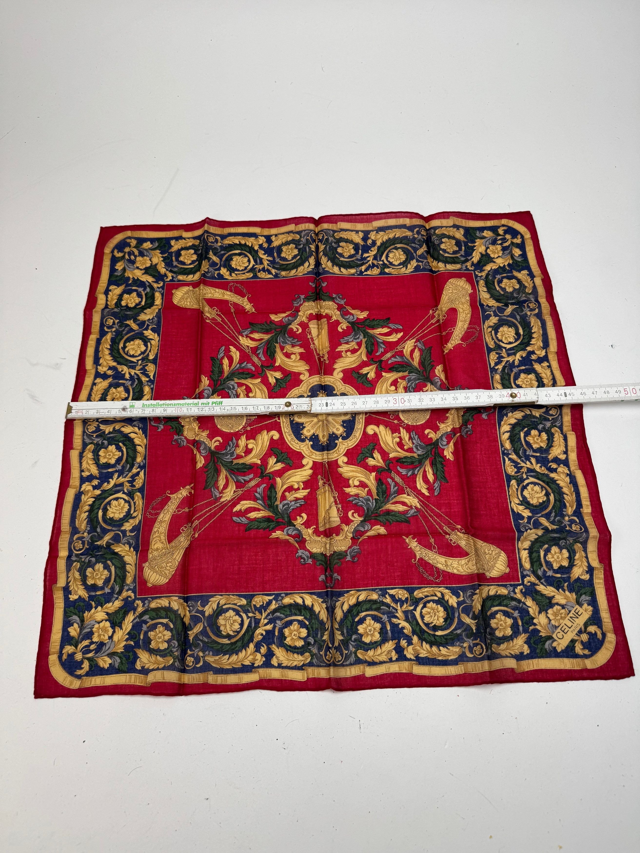 Celine Vintage Baroque Scarf Red Gold Size ONE SIZE - 8 Thumbnail