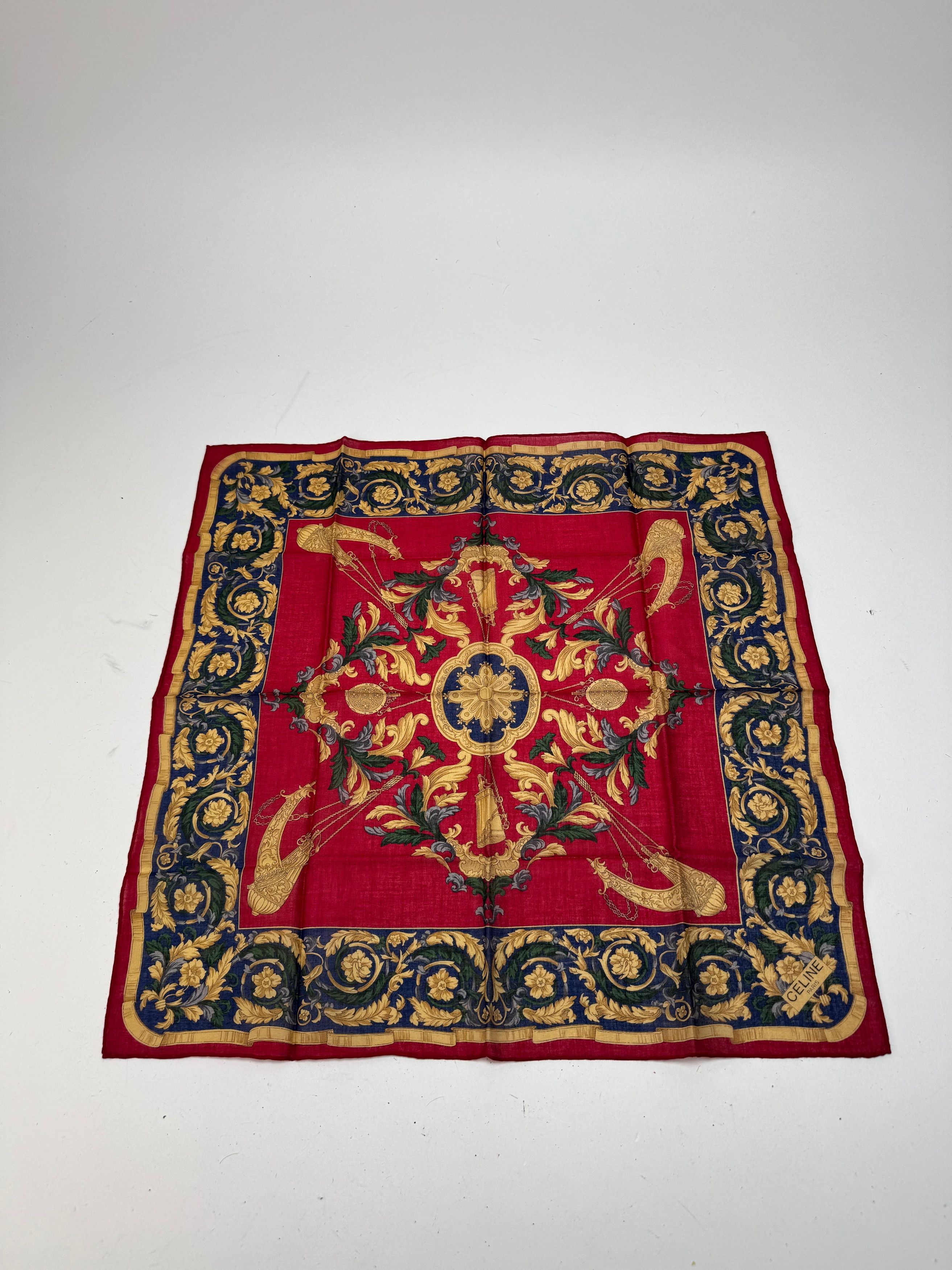 Celine Vintage Baroque Scarf Red Gold Size ONE SIZE - 4 Thumbnail