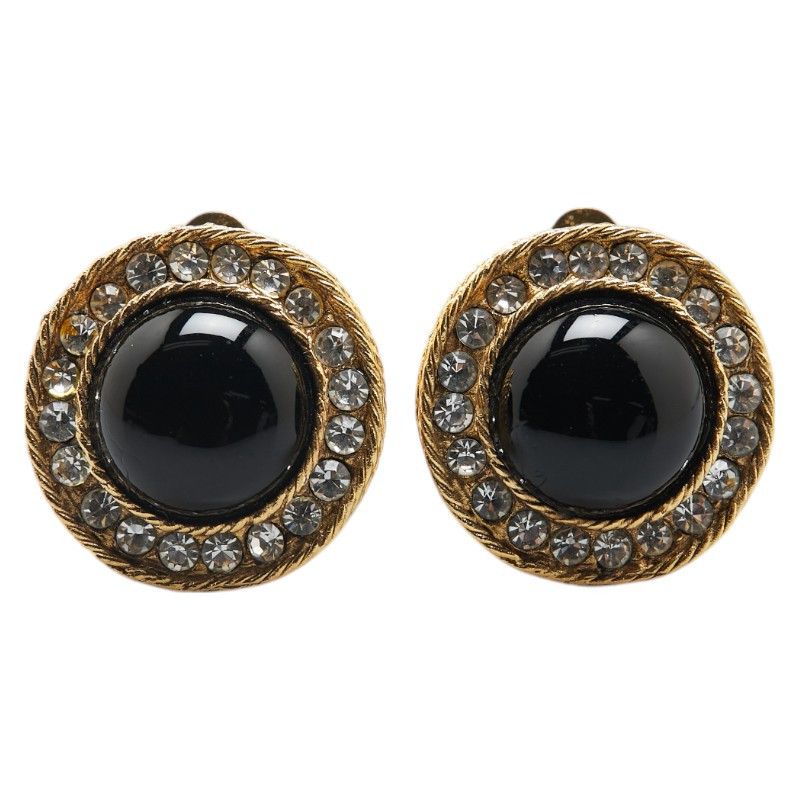Chanel Chanel Rhinestone Round Earrings Metal Earrings DUTY FREE for USA