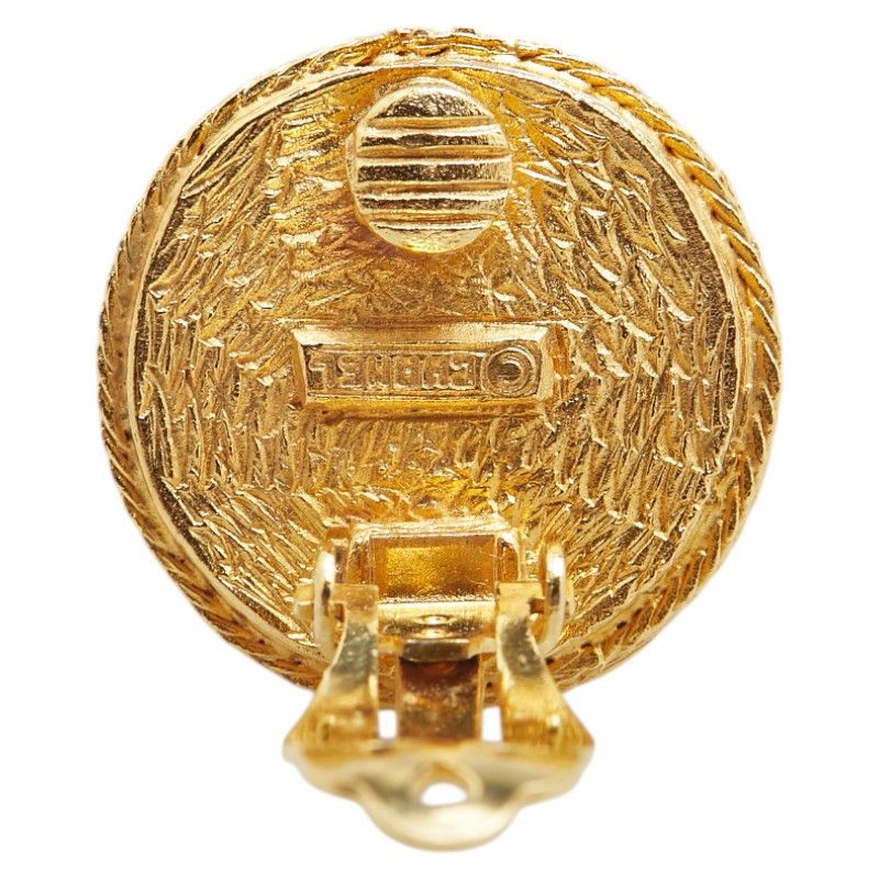 Chanel Chanel Rhinestone Round Earrings Metal Earrings DUTY FREE for USA