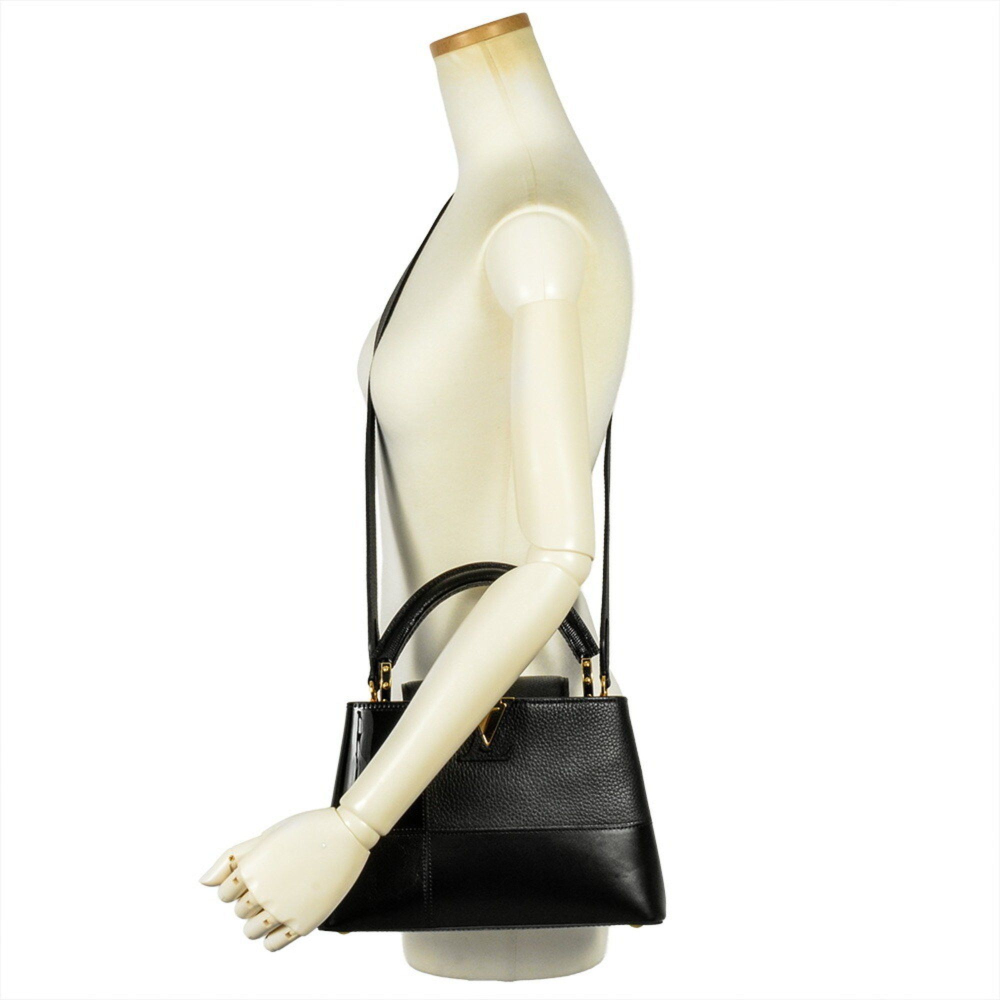Louis Vuitton Louis Vuitton Capucines BB Handbag Leather Enamel M59269 Black Size ONE SIZE - 7 Thumbnail