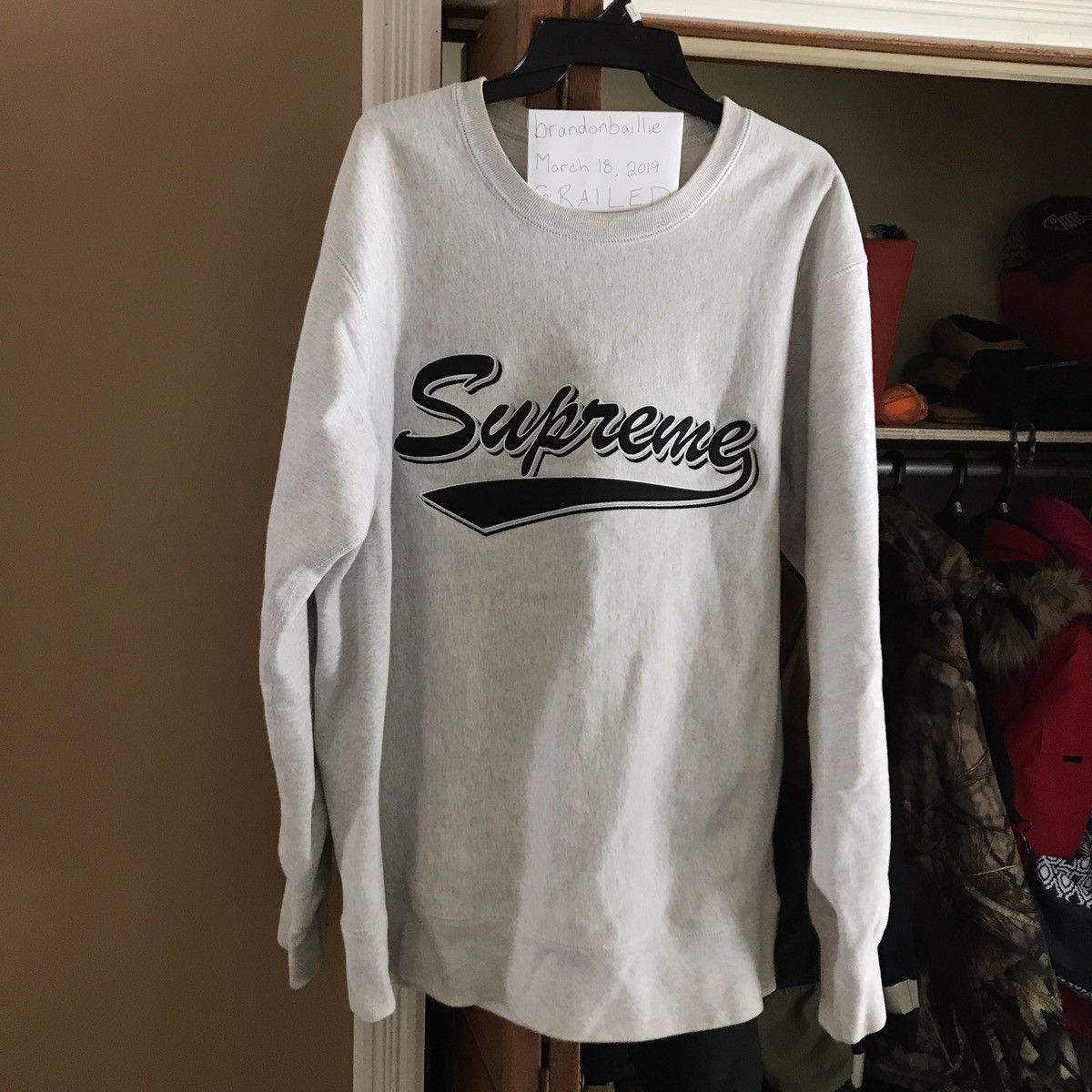 Supreme Supreme Brush Script Crewneck Sweatshirt Grey | Grailed