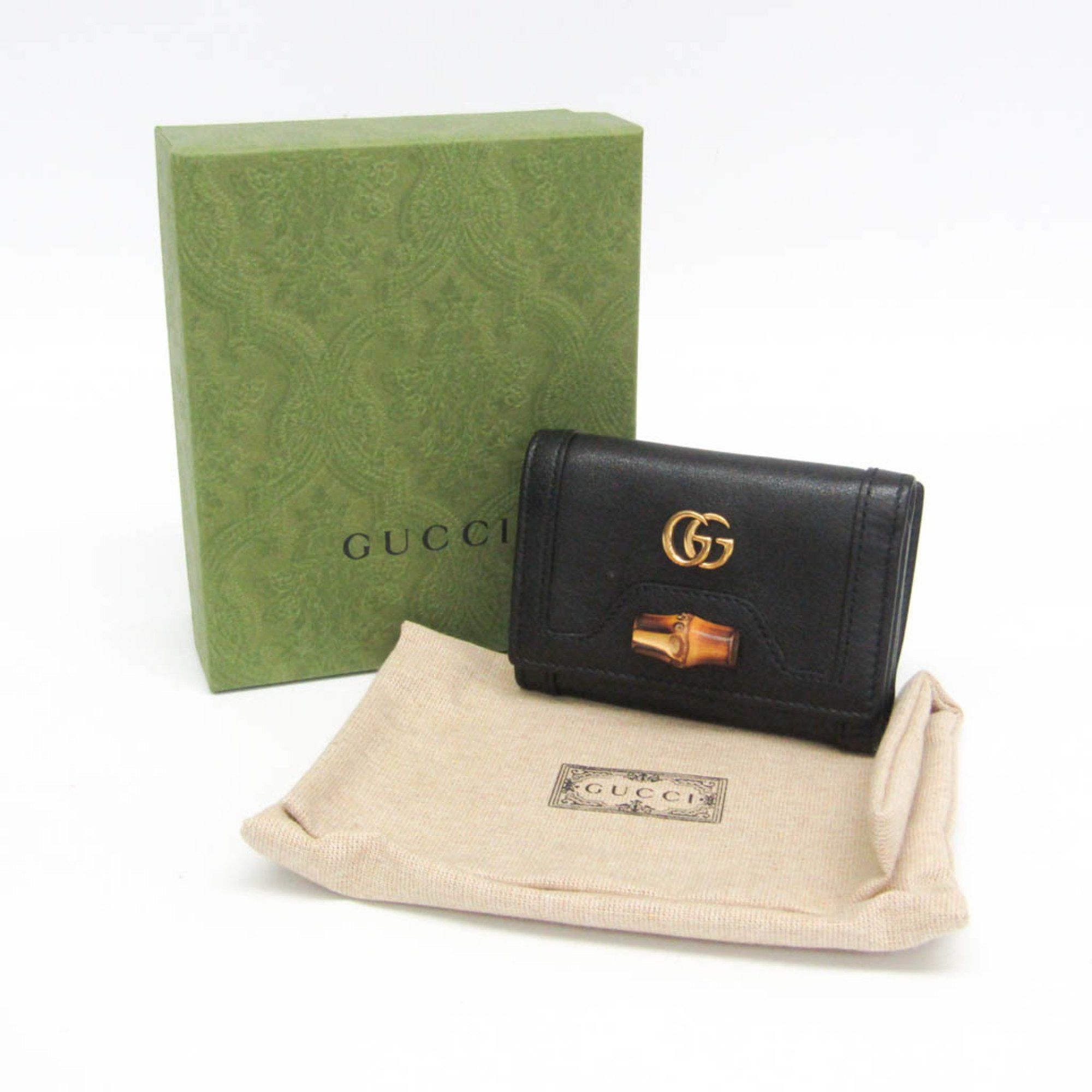 Gucci Gucci Bamboo Diana Compact Wallet 658633 Women's Leather Wallet (tri-fold) Black Size ONE SIZE - 2 Thumbnail