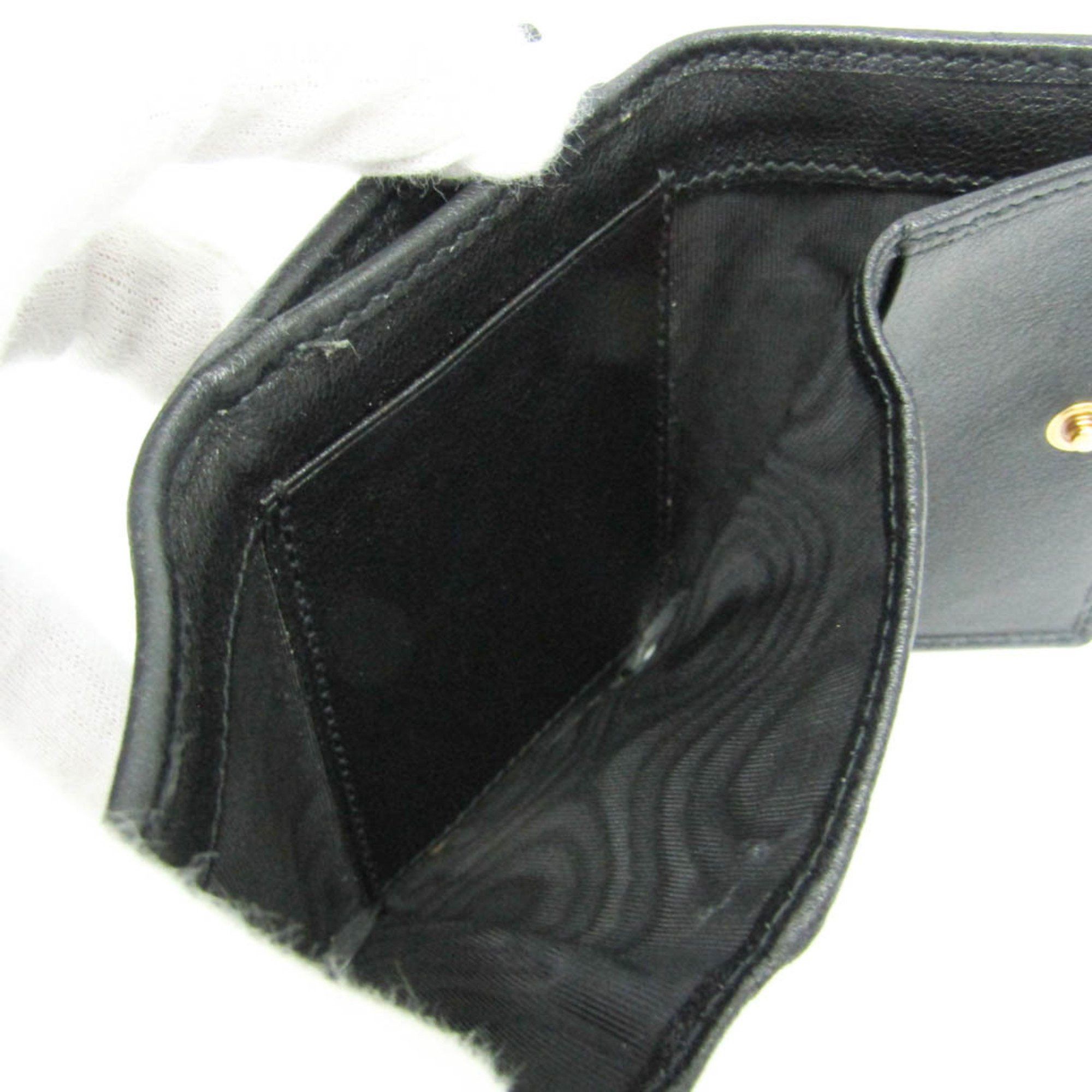 Gucci Gucci Bamboo Diana Compact Wallet 658633 Women's Leather Wallet (tri-fold) Black Size ONE SIZE - 9 Thumbnail