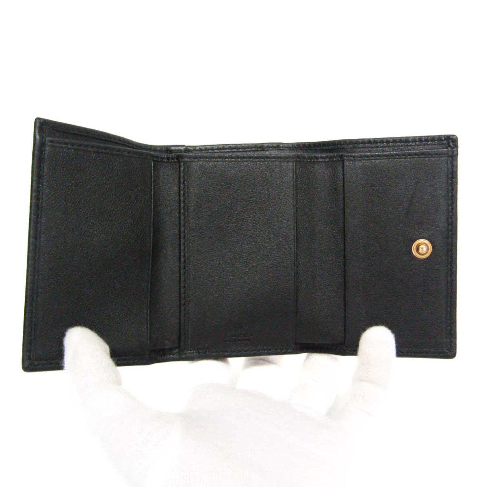 Gucci Gucci Bamboo Diana Compact Wallet 658633 Women's Leather Wallet (tri-fold) Black Size ONE SIZE - 4 Thumbnail