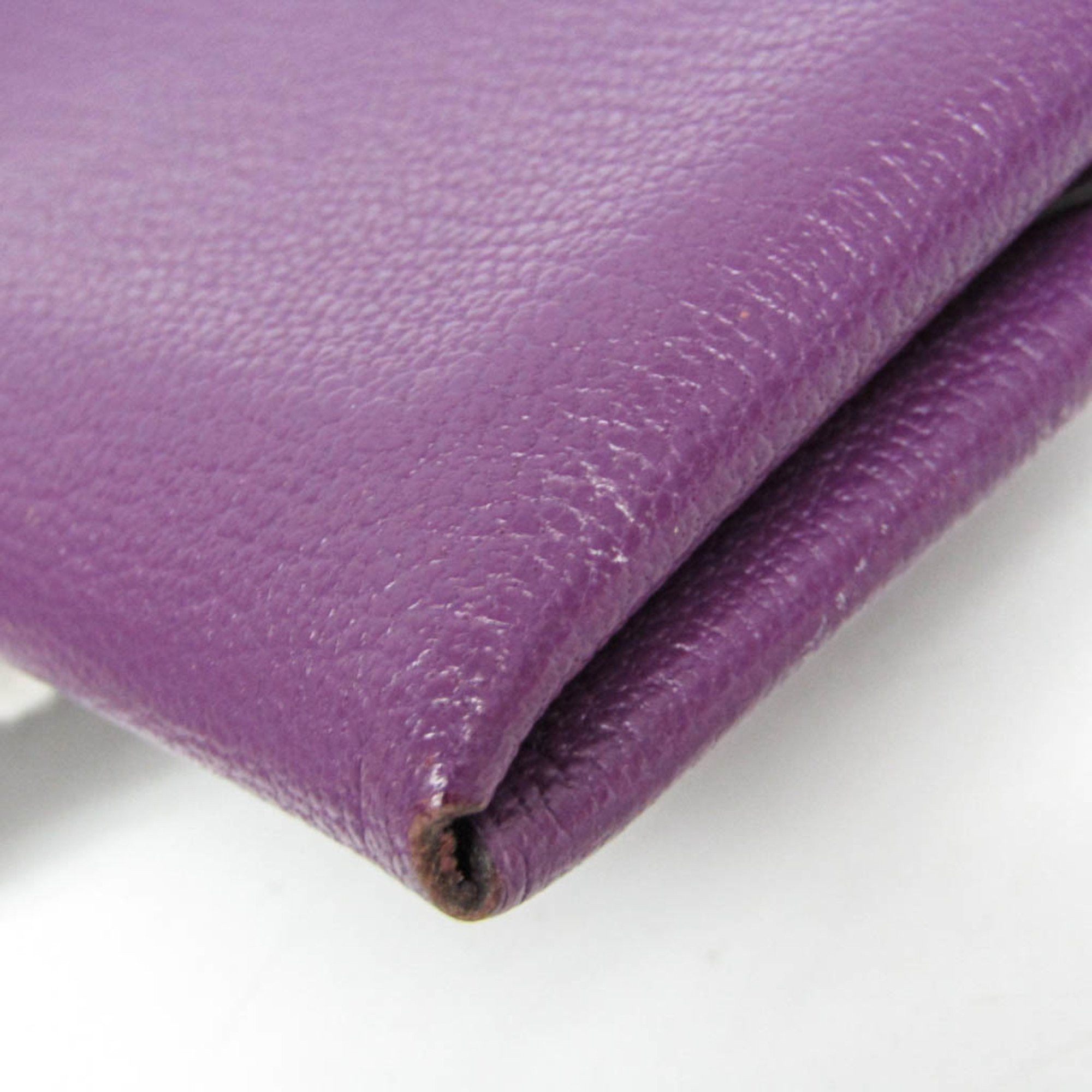 Hermes Hermes Calvi Duo Chevre Leather Card Case Purple Size ONE SIZE - 8 Thumbnail