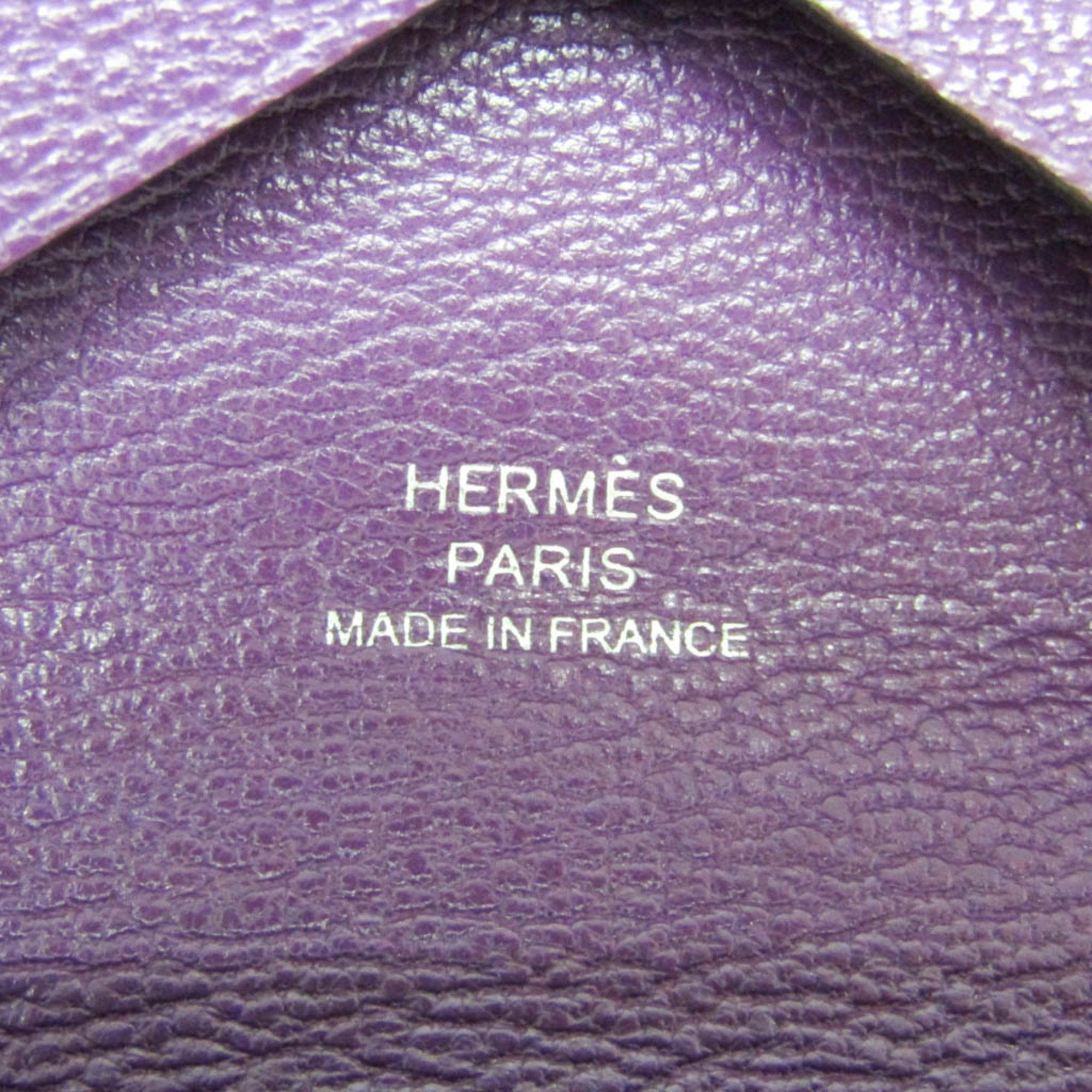 Hermes Hermes Calvi Duo Chevre Leather Card Case Purple Size ONE SIZE - 10 Thumbnail