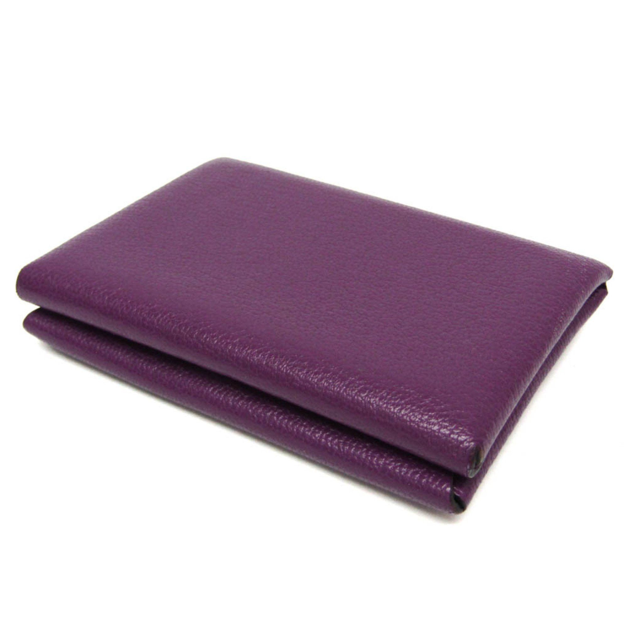 Hermes Hermes Calvi Duo Chevre Leather Card Case Purple Size ONE SIZE - 3 Thumbnail