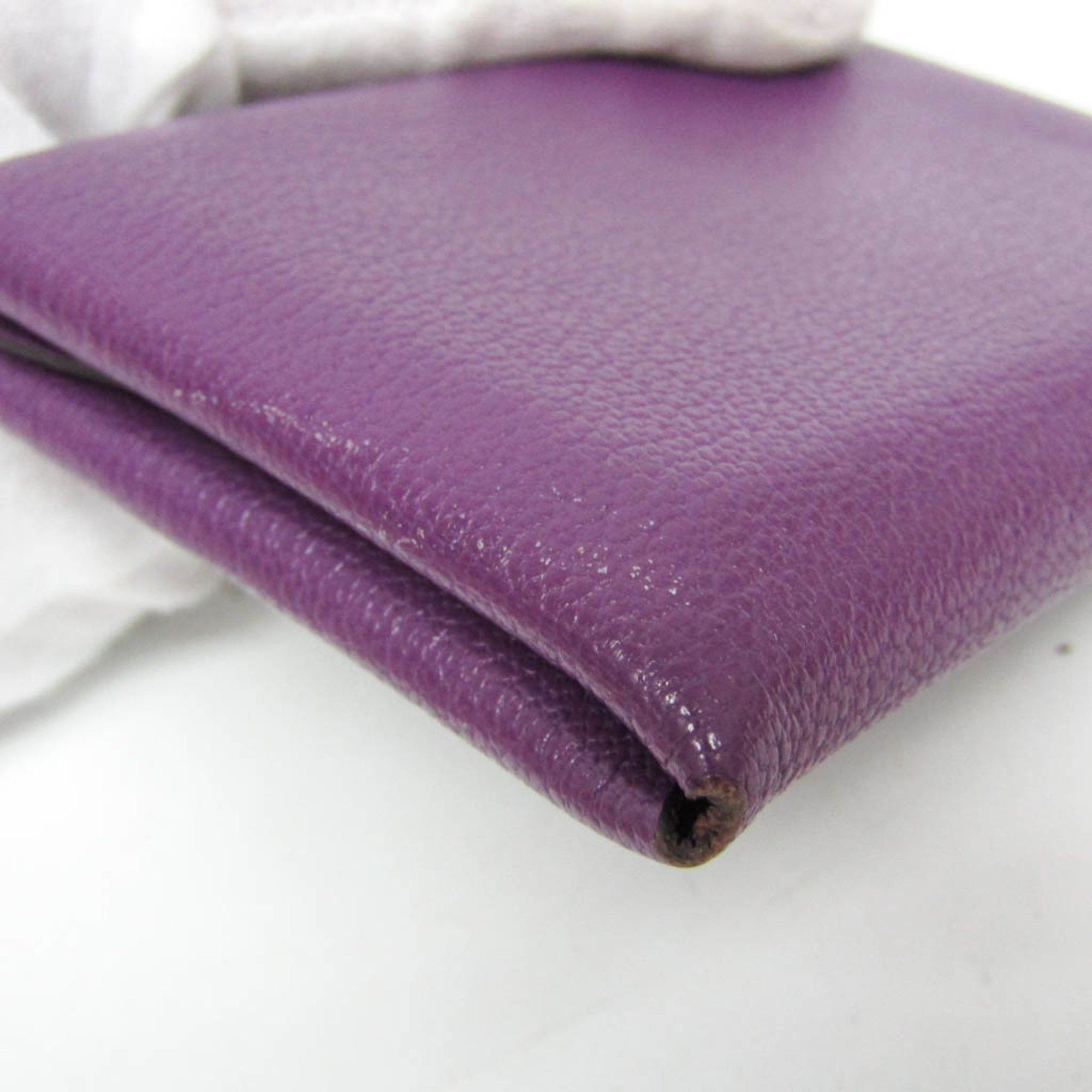 Hermes Hermes Calvi Duo Chevre Leather Card Case Purple Size ONE SIZE - 7 Thumbnail