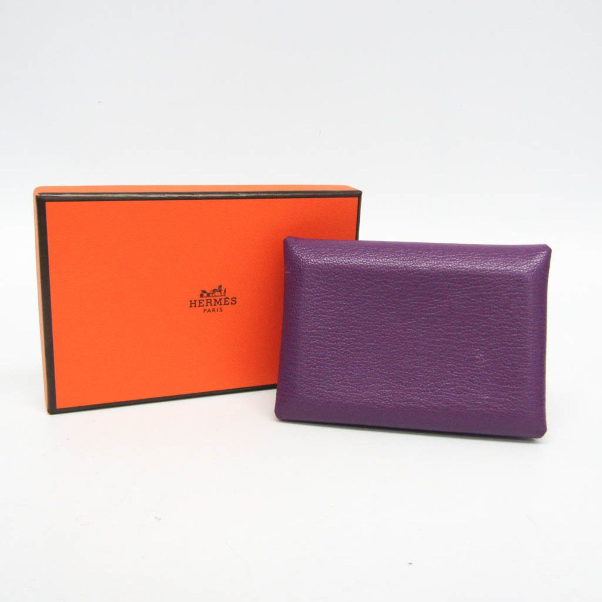 Hermes Hermes Calvi Duo Chevre Leather Card Case Purple Size ONE SIZE - 2 Thumbnail