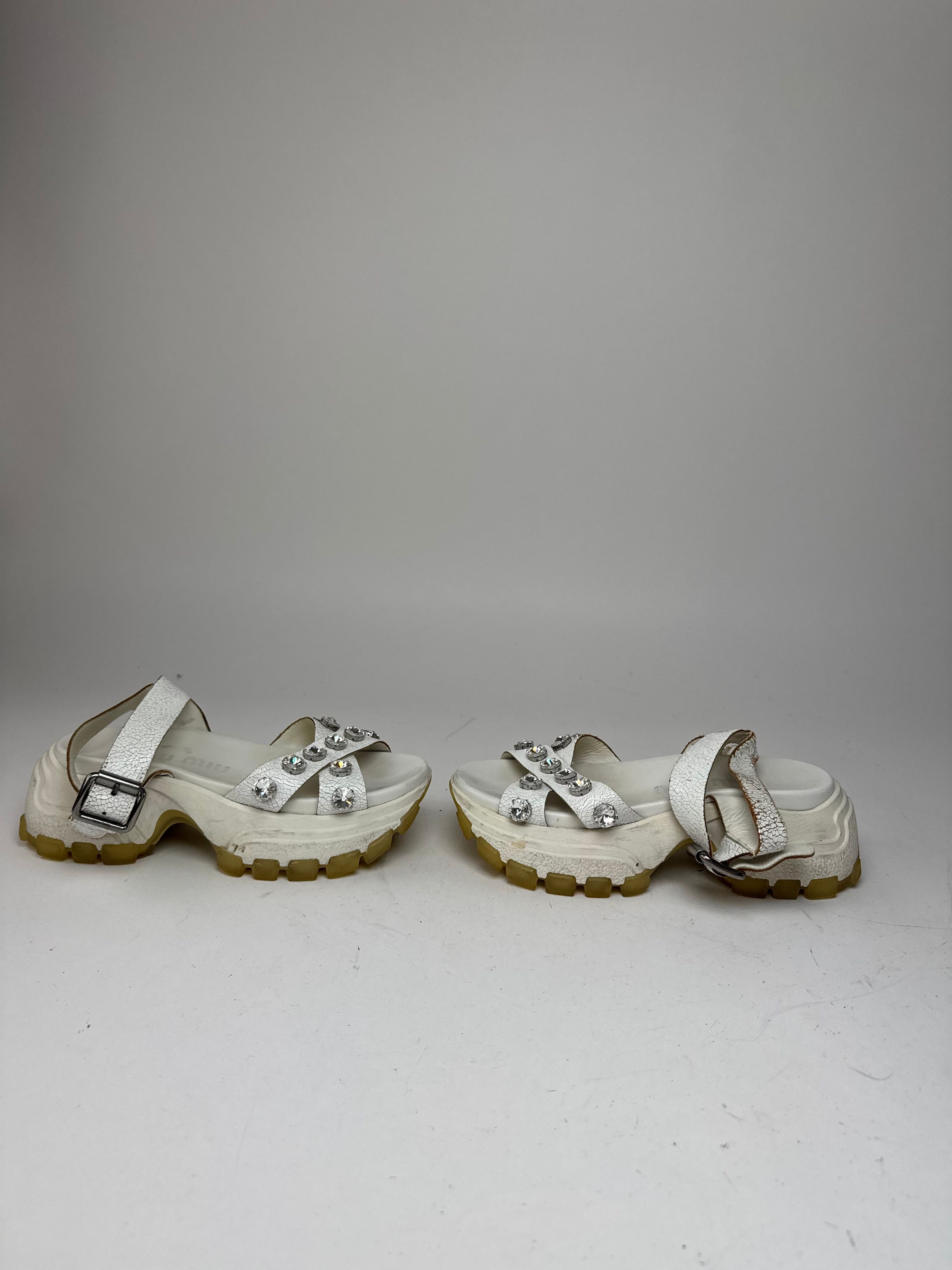 Miu Miu Vintage Leather Sandals / Sneaker White 37 Size US 6 / IT 36 - 2 Thumbnail