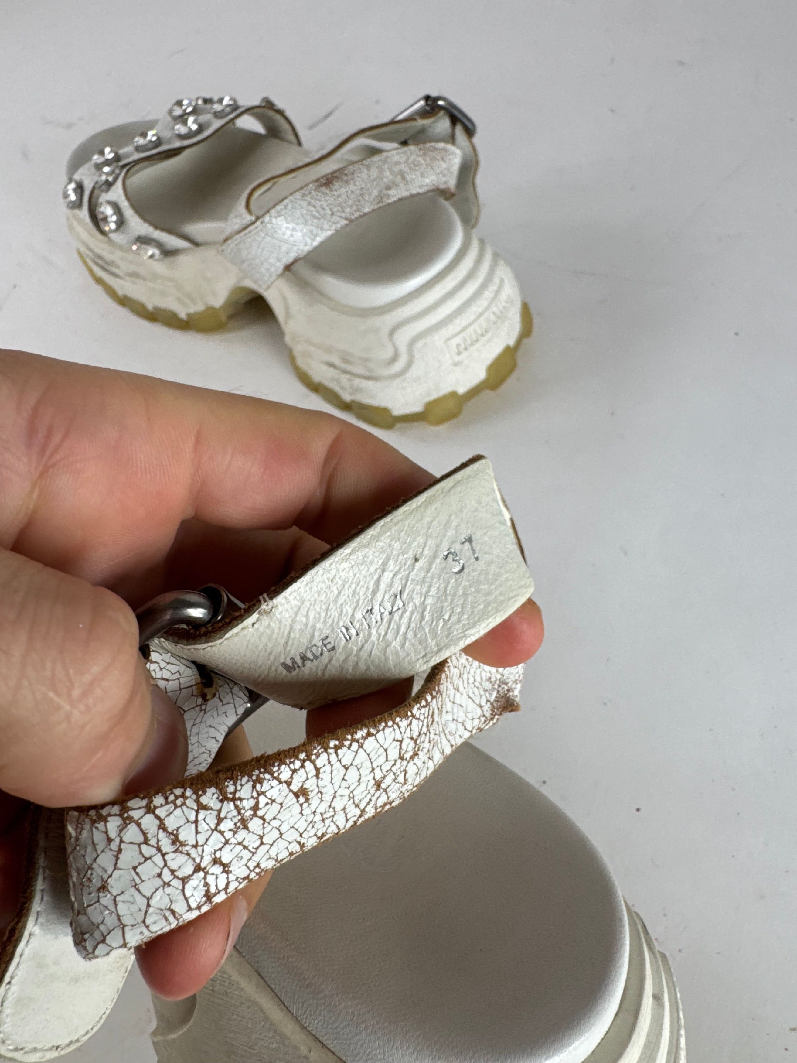 Miu Miu Vintage Leather Sandals / Sneaker White 37 Size US 6 / IT 36 - 8 Thumbnail