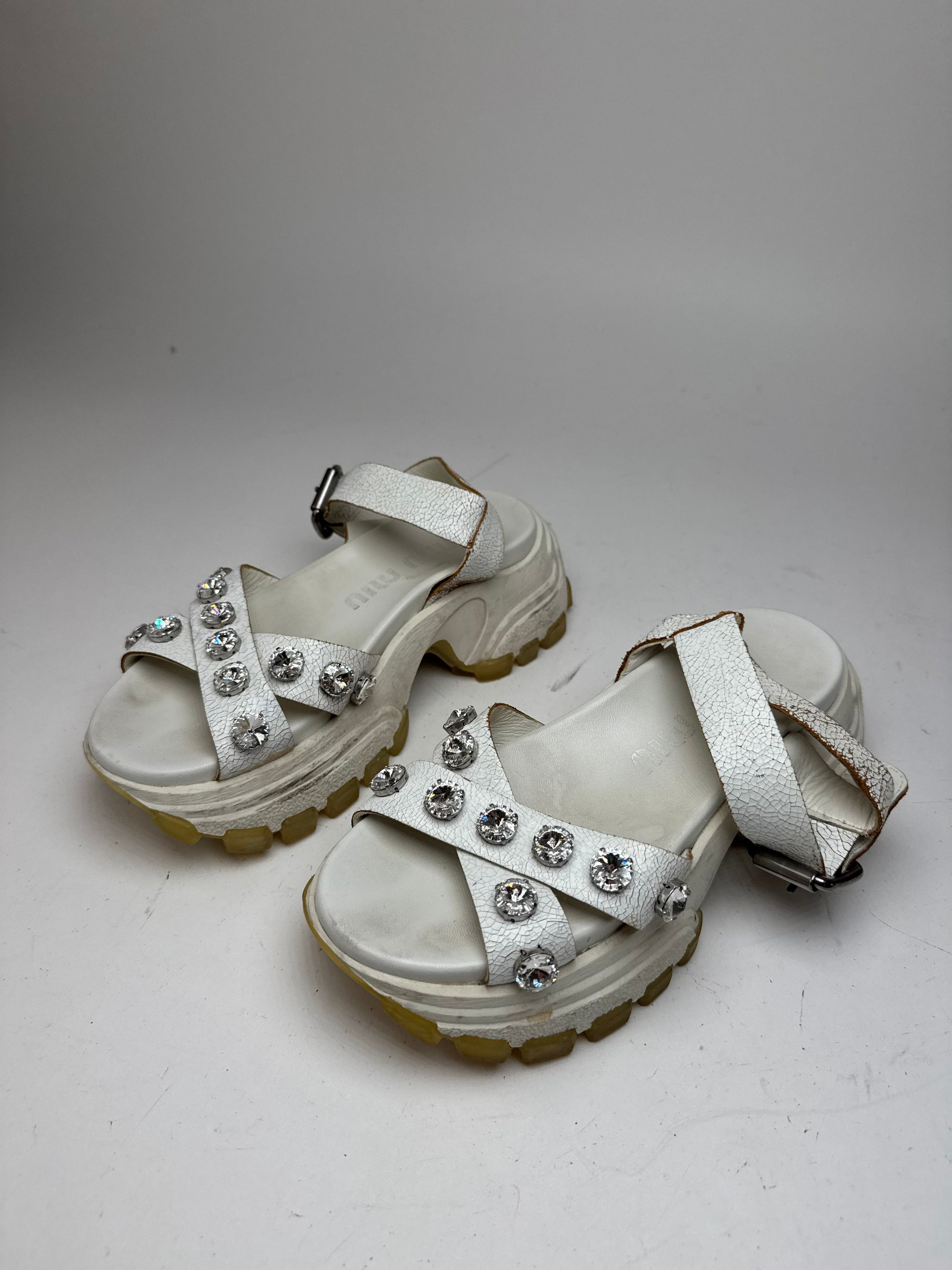 Miu Miu Vintage Leather Sandals / Sneaker White 37 Size US 6 / IT 36 - 3 Thumbnail