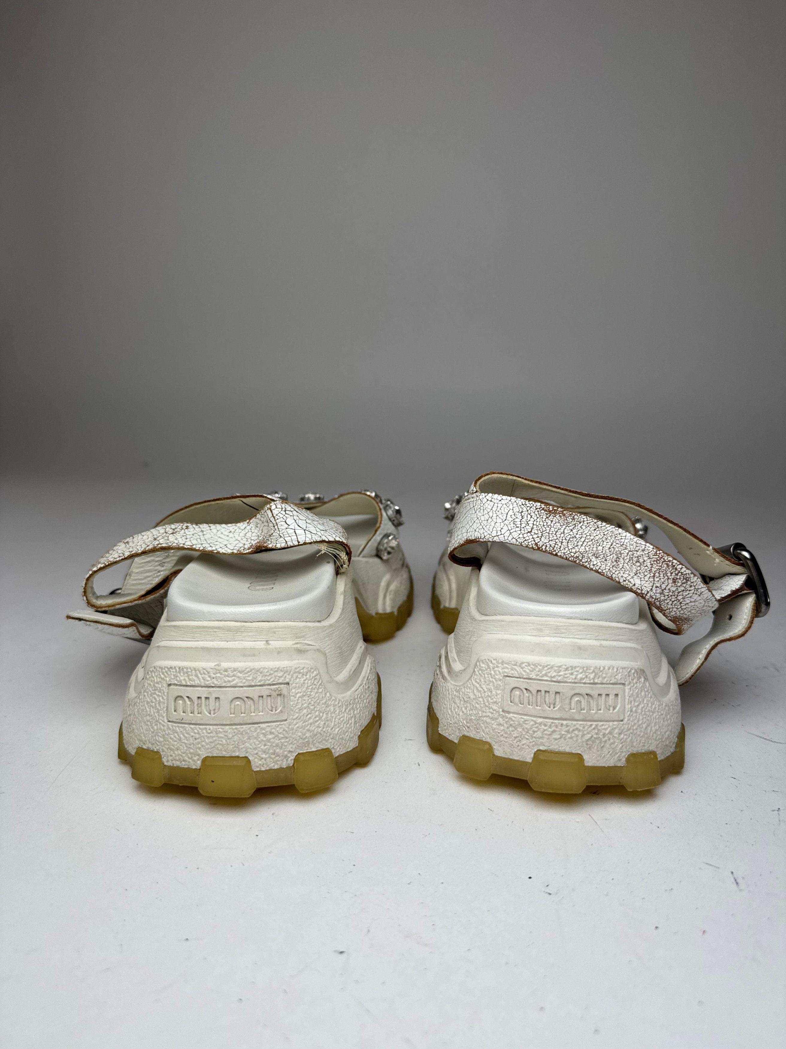 Miu Miu Vintage Leather Sandals / Sneaker White 37 Size US 6 / IT 36 - 5 Thumbnail