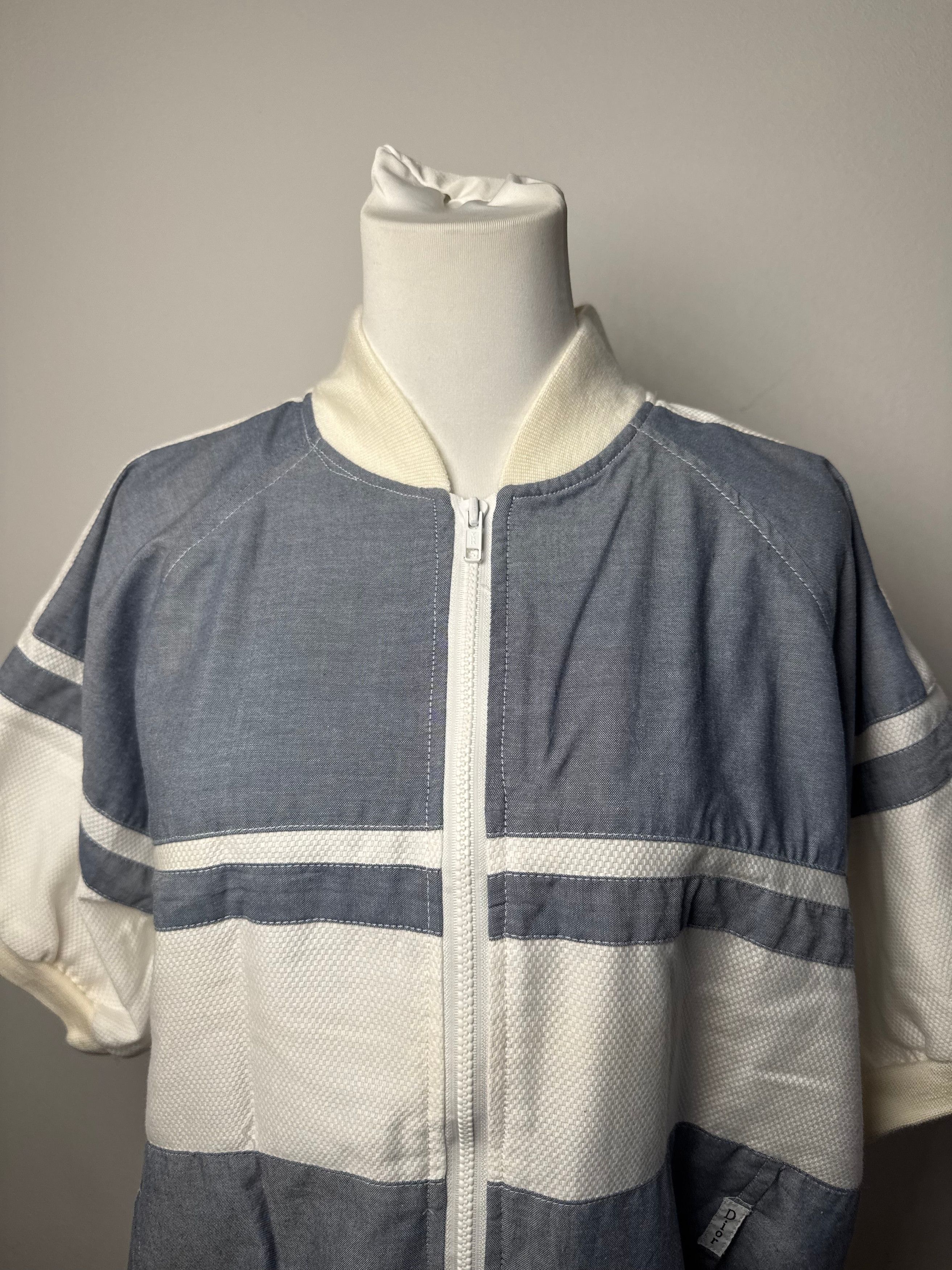 Dior Vintage Mens Short - Sleeve Jacket Blue White L Size L / US 10 / IT 46 - 7 Thumbnail