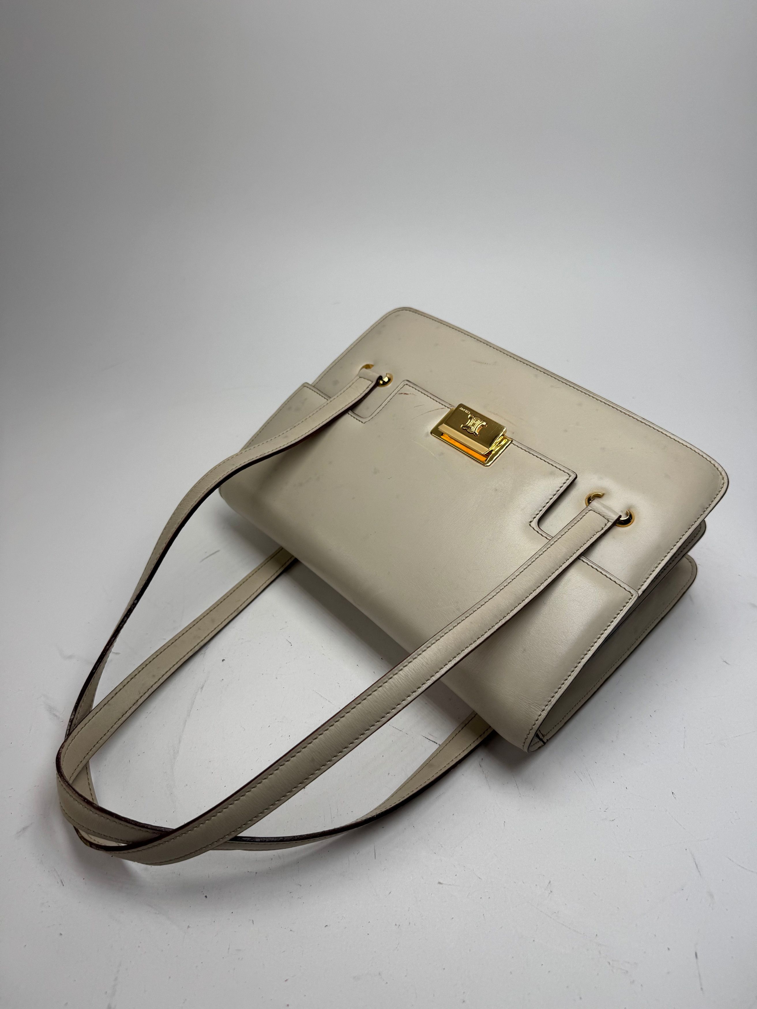 Celine Vintage Leather Handbag White Size ONE SIZE - 10 Thumbnail