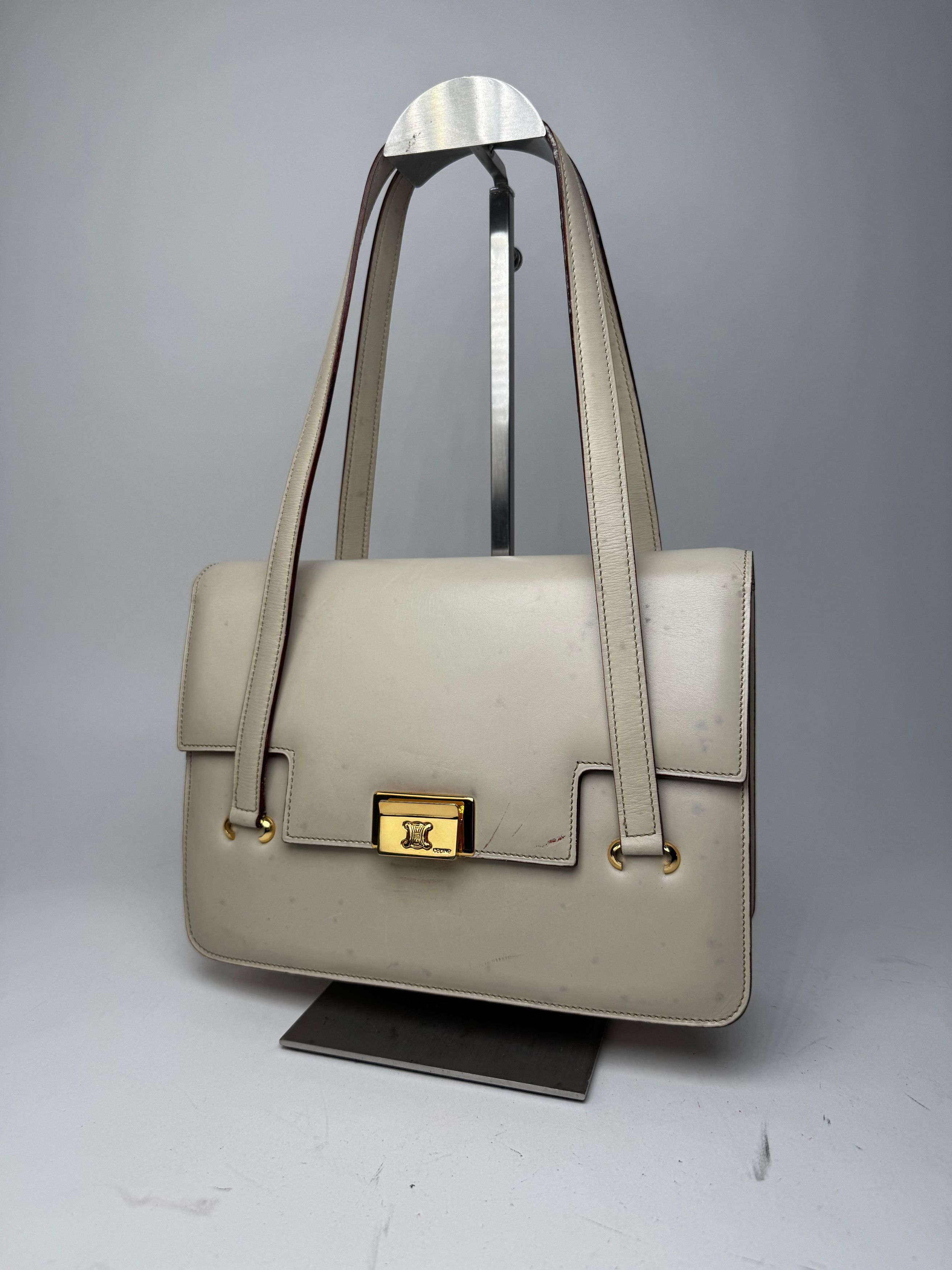 Celine Vintage Leather Handbag White Size ONE SIZE - 15 Thumbnail