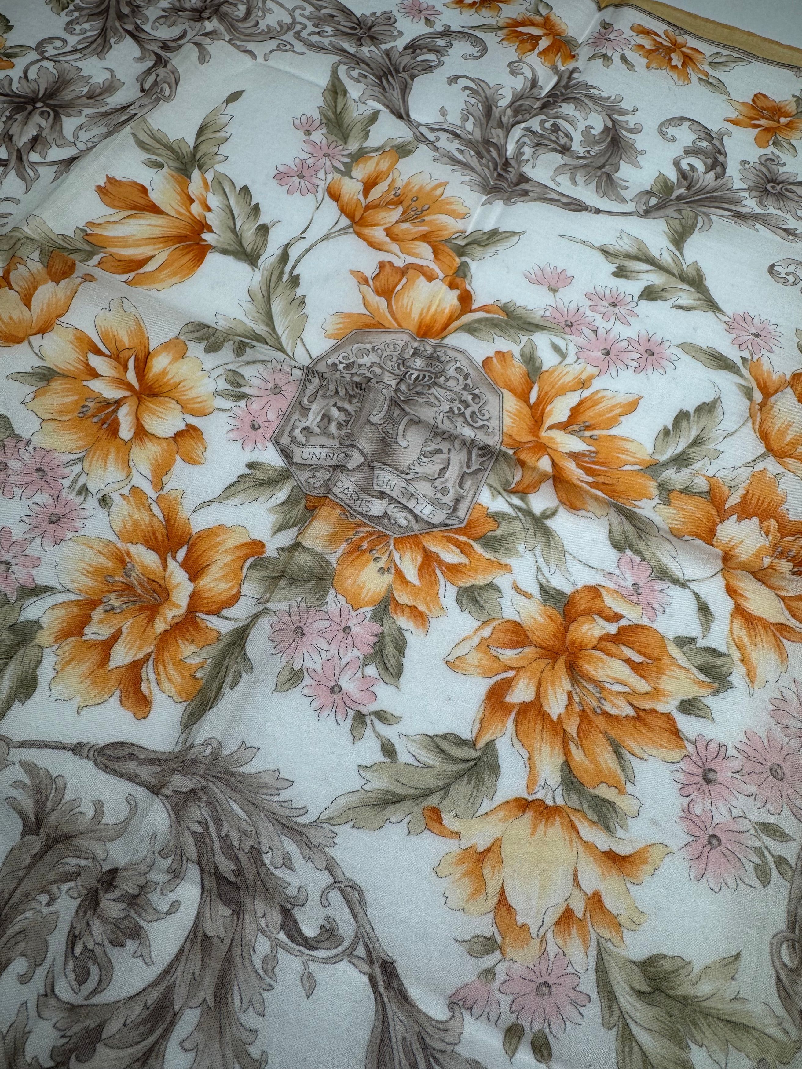Celine Vintage Scarf Yellow Grey Size ONE SIZE - 3 Thumbnail