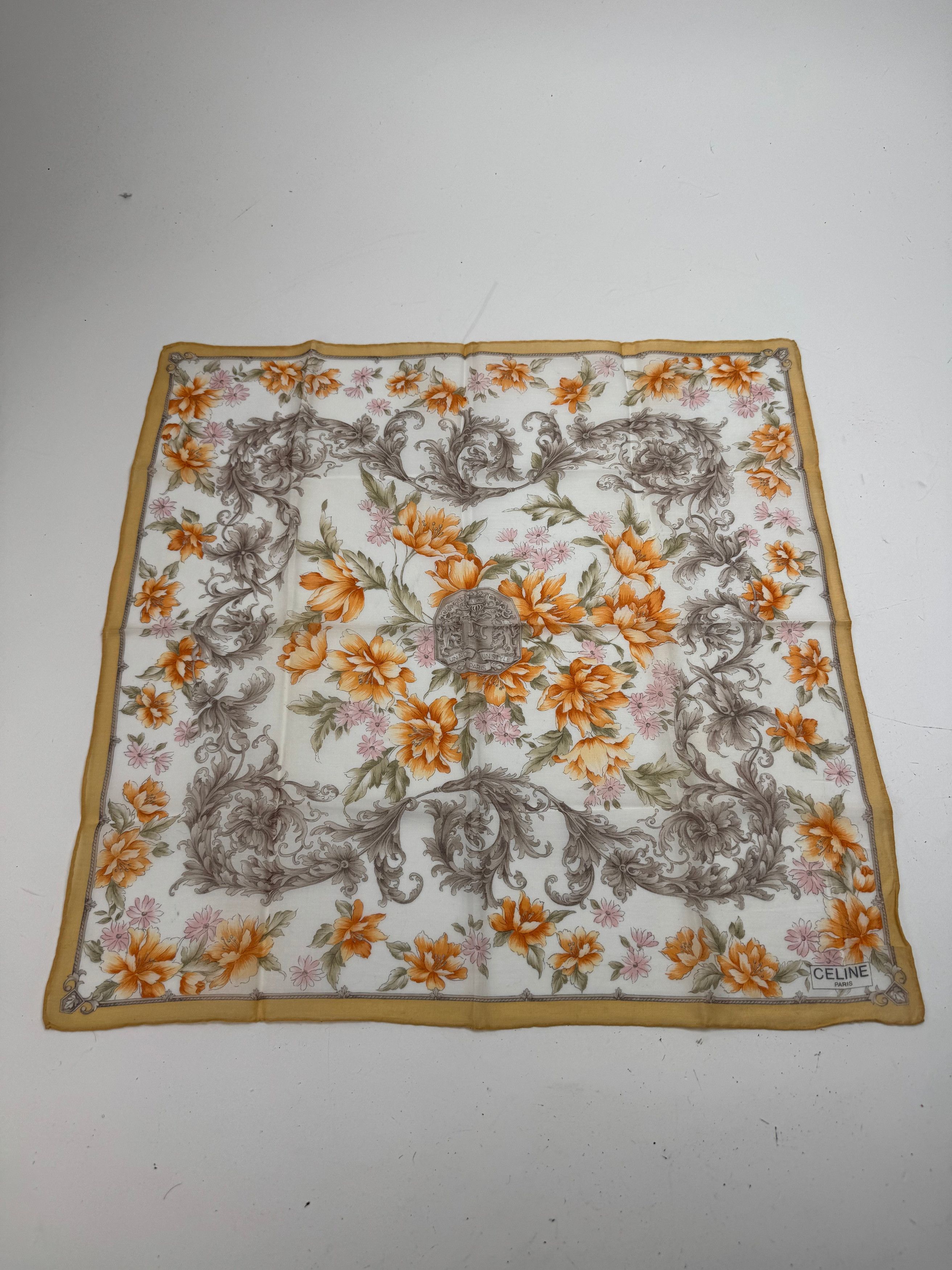 Celine Vintage Scarf Yellow Grey Size ONE SIZE - 11 Thumbnail
