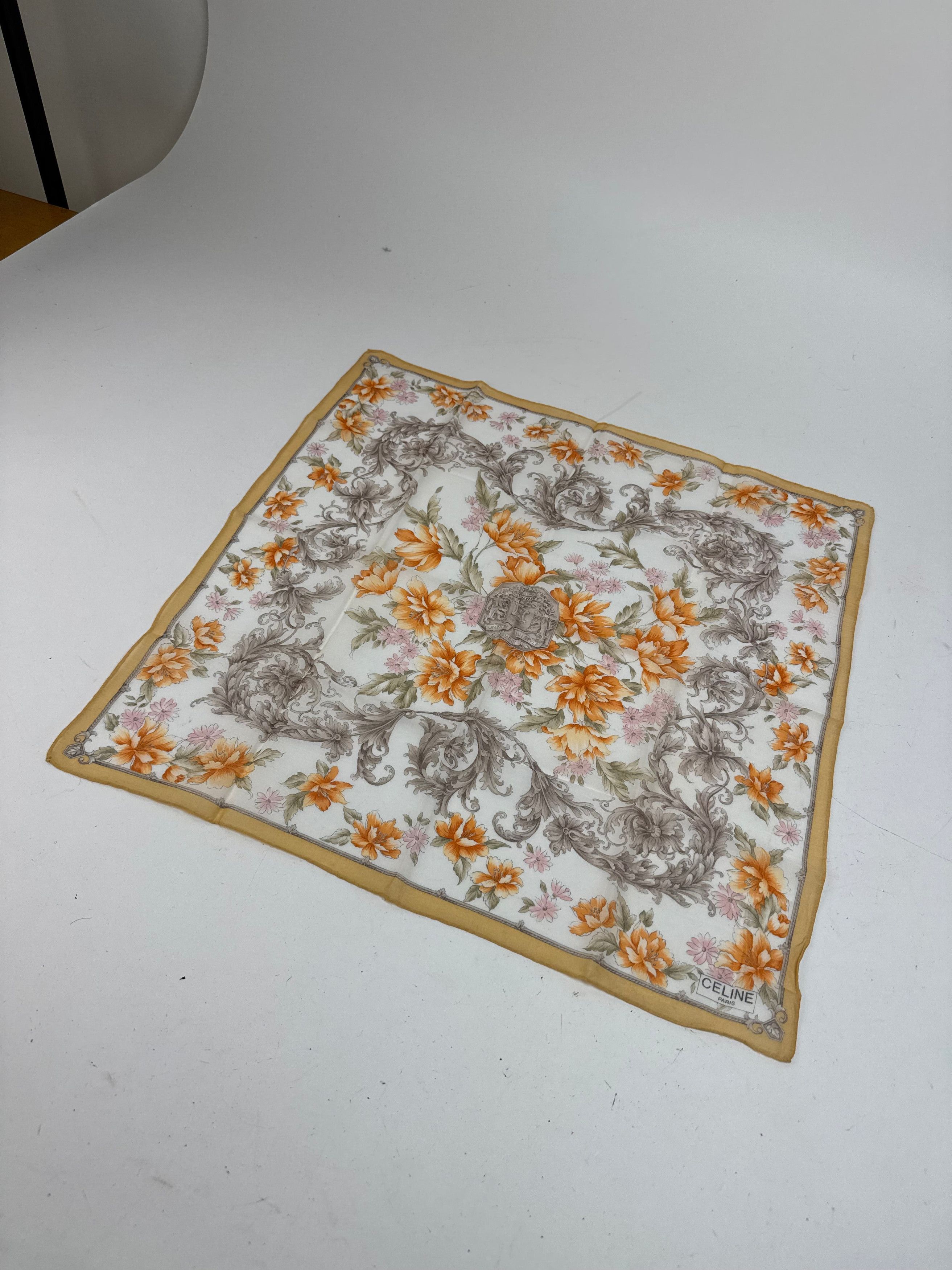 Celine Vintage Scarf Yellow Grey Size ONE SIZE - 8 Thumbnail
