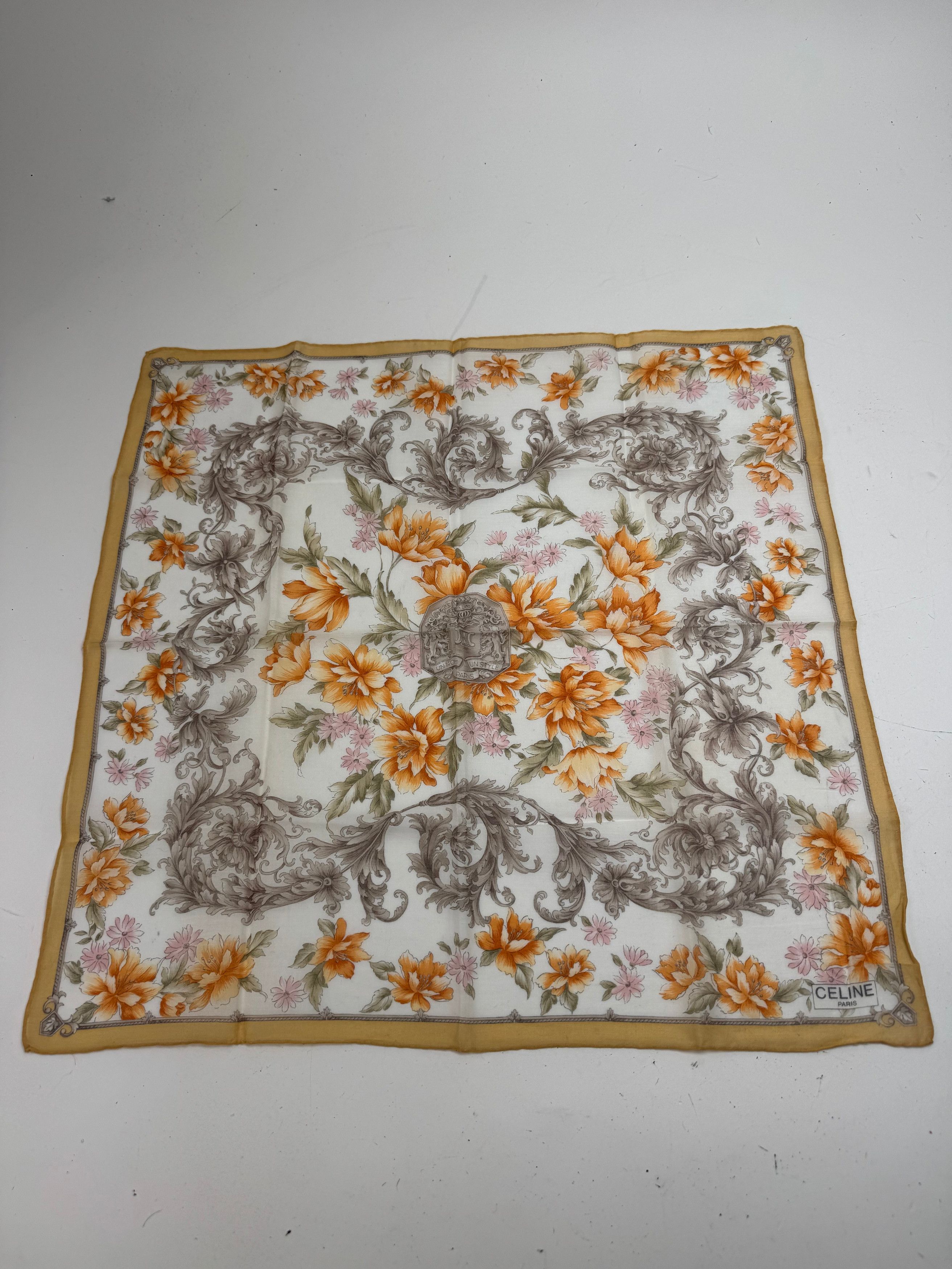 Celine Vintage Scarf Yellow Grey Size ONE SIZE - 6 Thumbnail