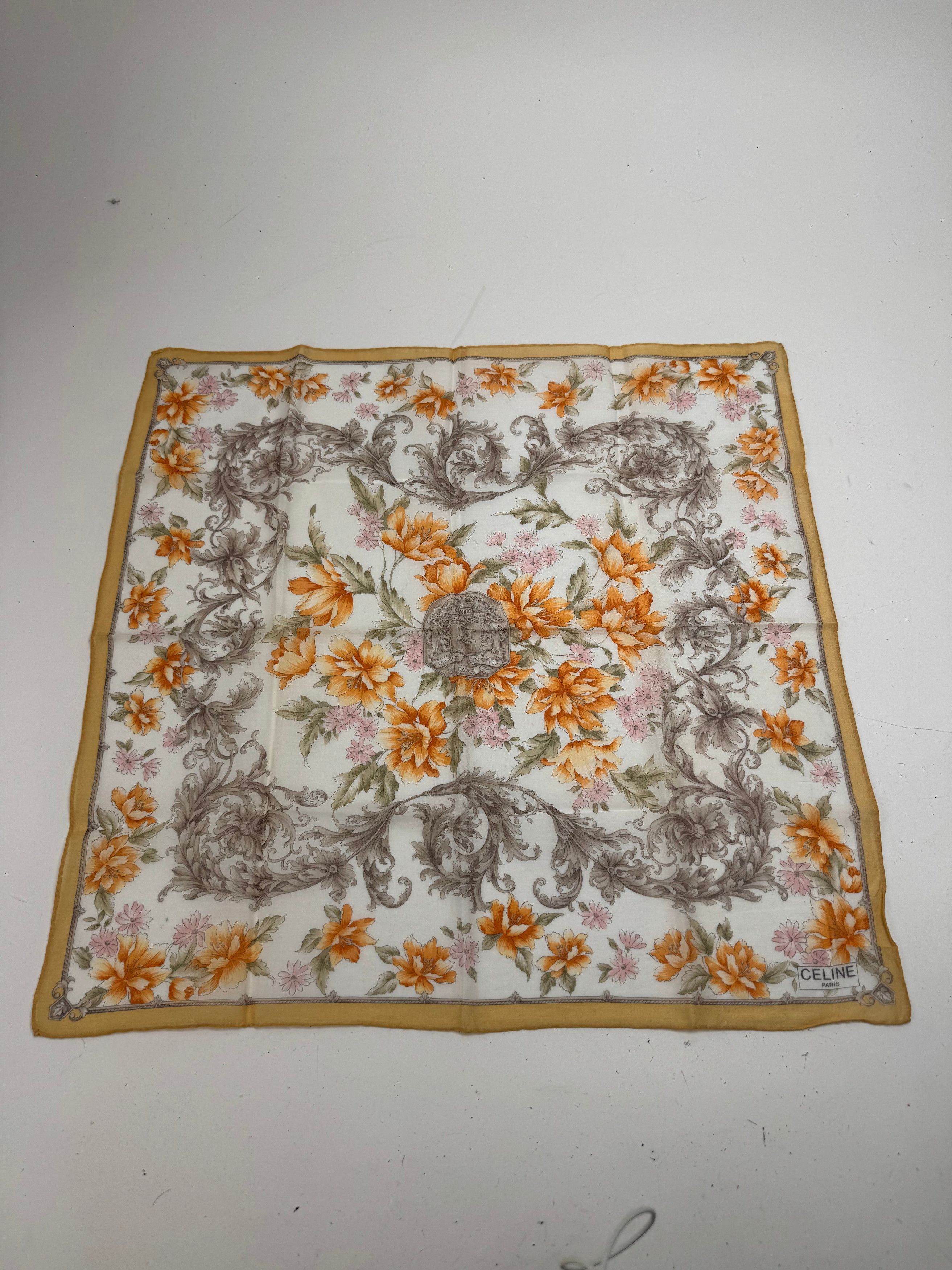 Celine Vintage Scarf Yellow Grey Size ONE SIZE - 4 Thumbnail