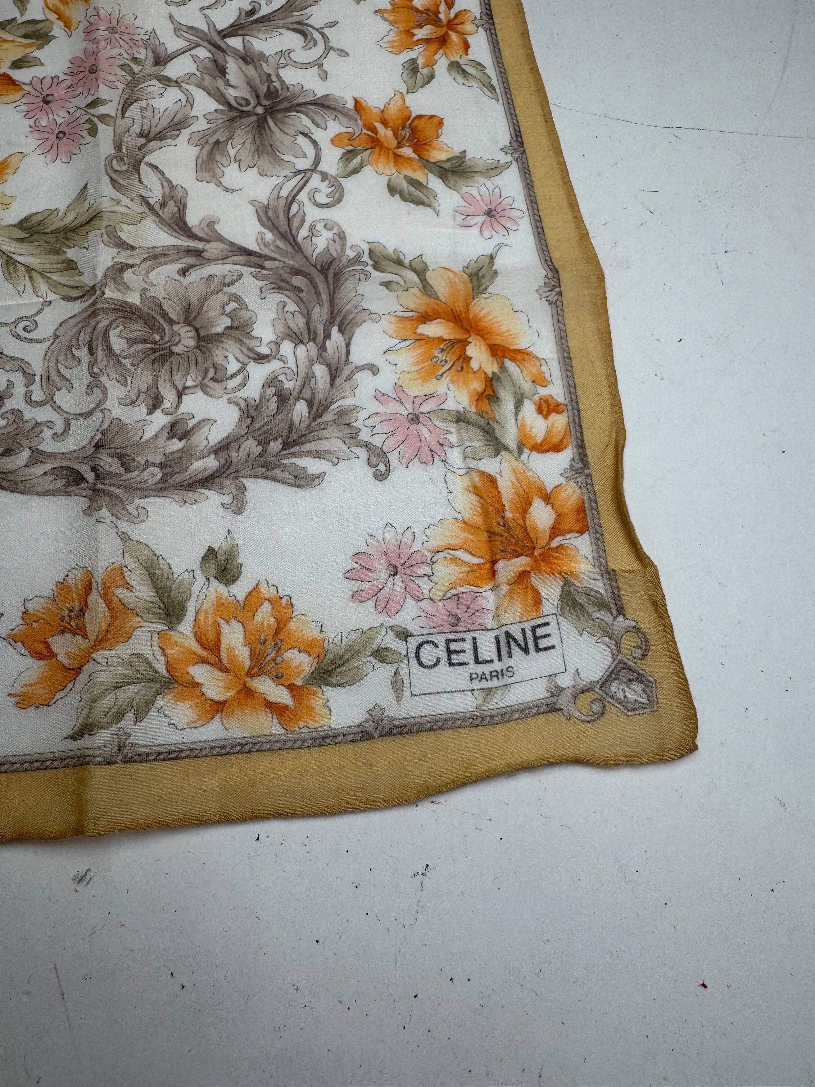 Celine Vintage Scarf Yellow Grey Size ONE SIZE - 2 Thumbnail