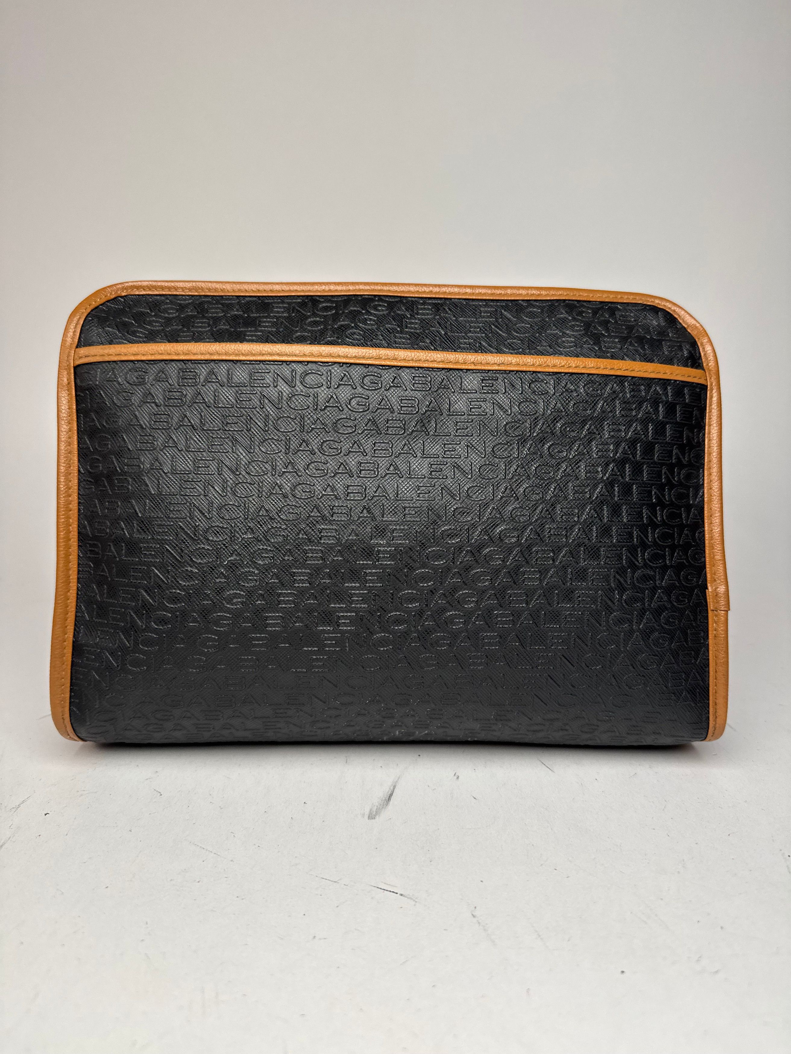 Balenciaga Vintage Monogram Leather Clutch Brown Black Size ONE SIZE - 2 Thumbnail
