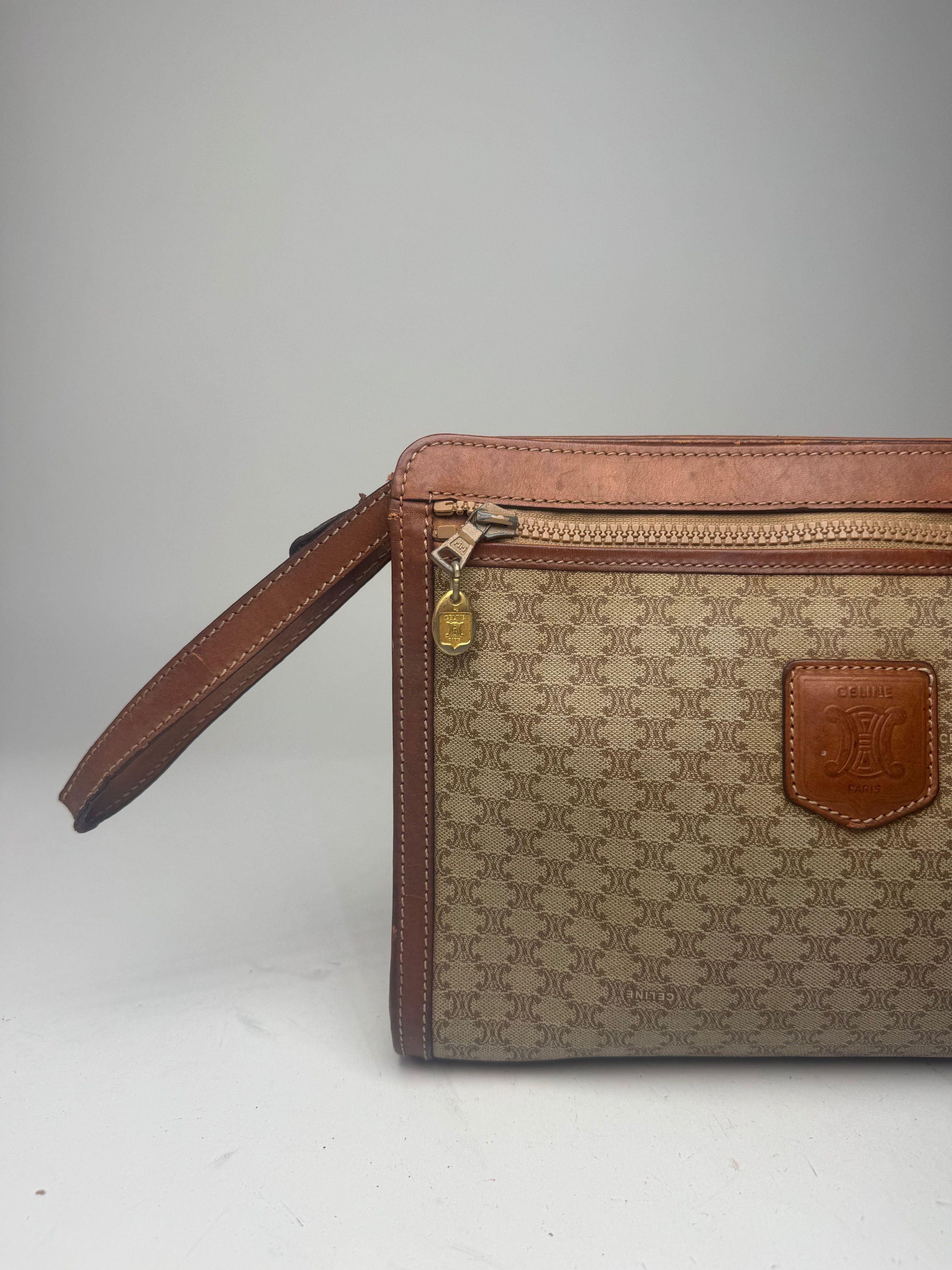 Celine Vintage Paris Leather Clutch beige brown Size ONE SIZE - 7 Thumbnail