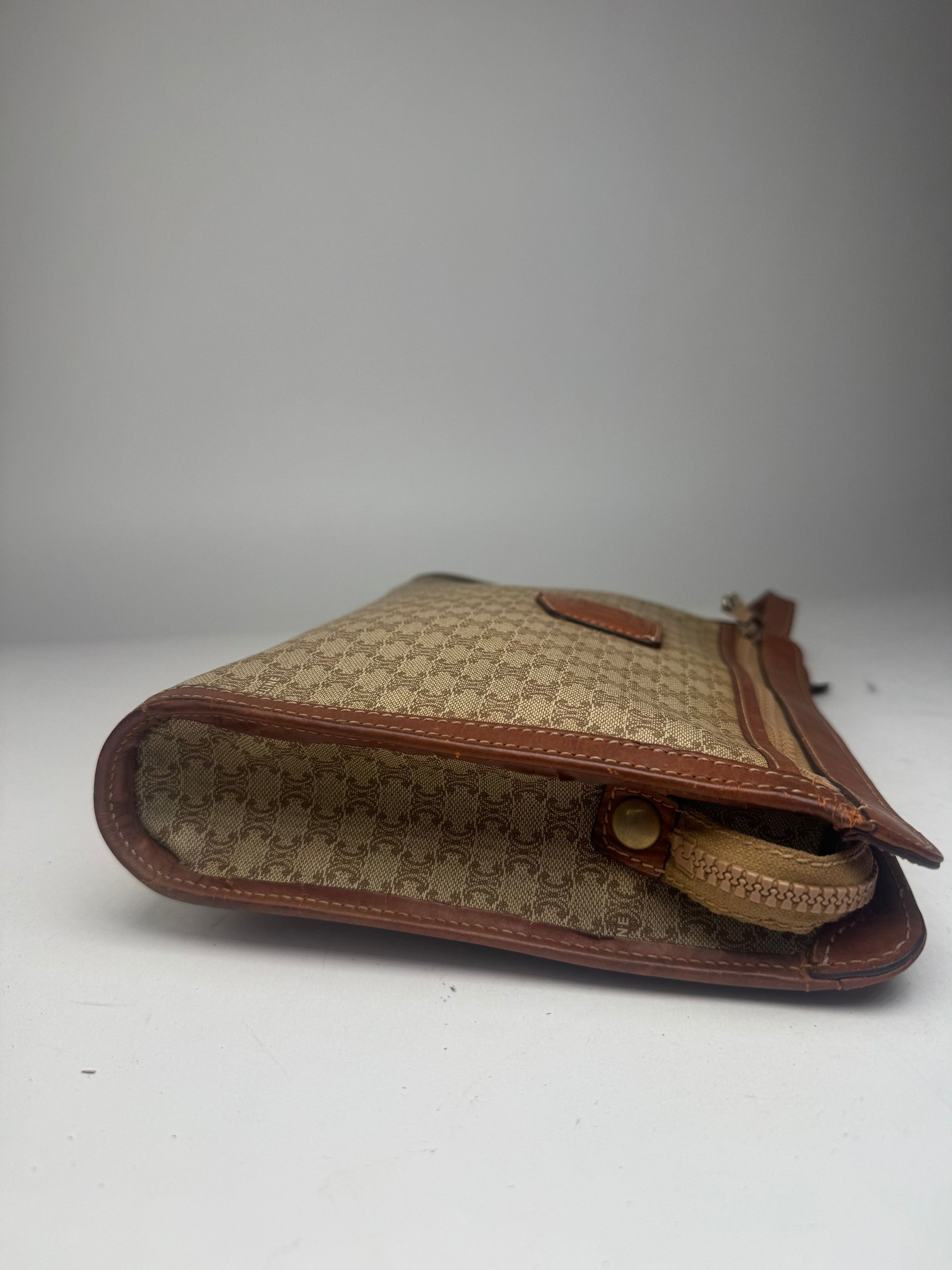 Celine Vintage Paris Leather Clutch beige brown Size ONE SIZE - 11 Thumbnail