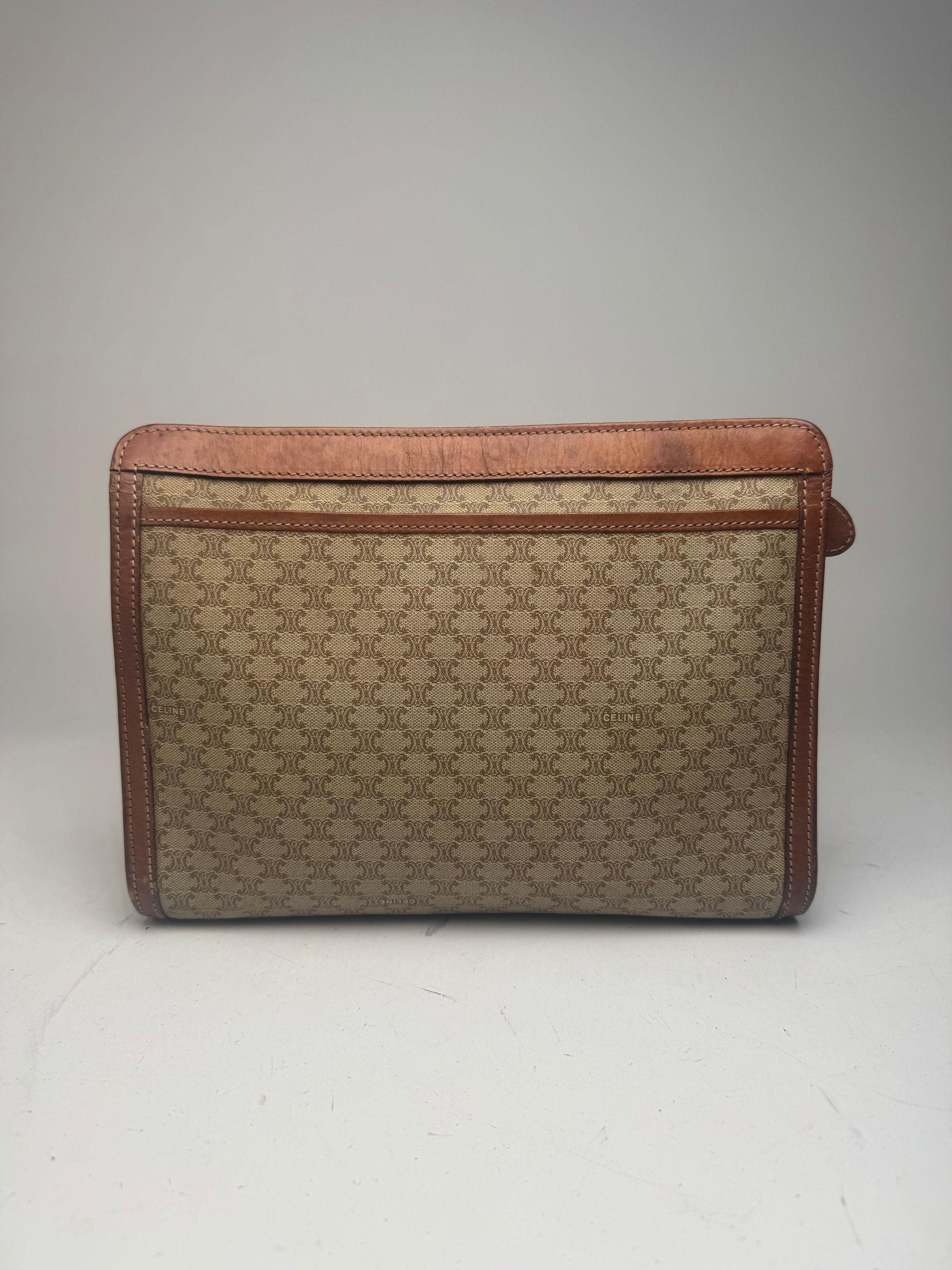 Celine Vintage Paris Leather Clutch beige brown Size ONE SIZE - 2 Thumbnail