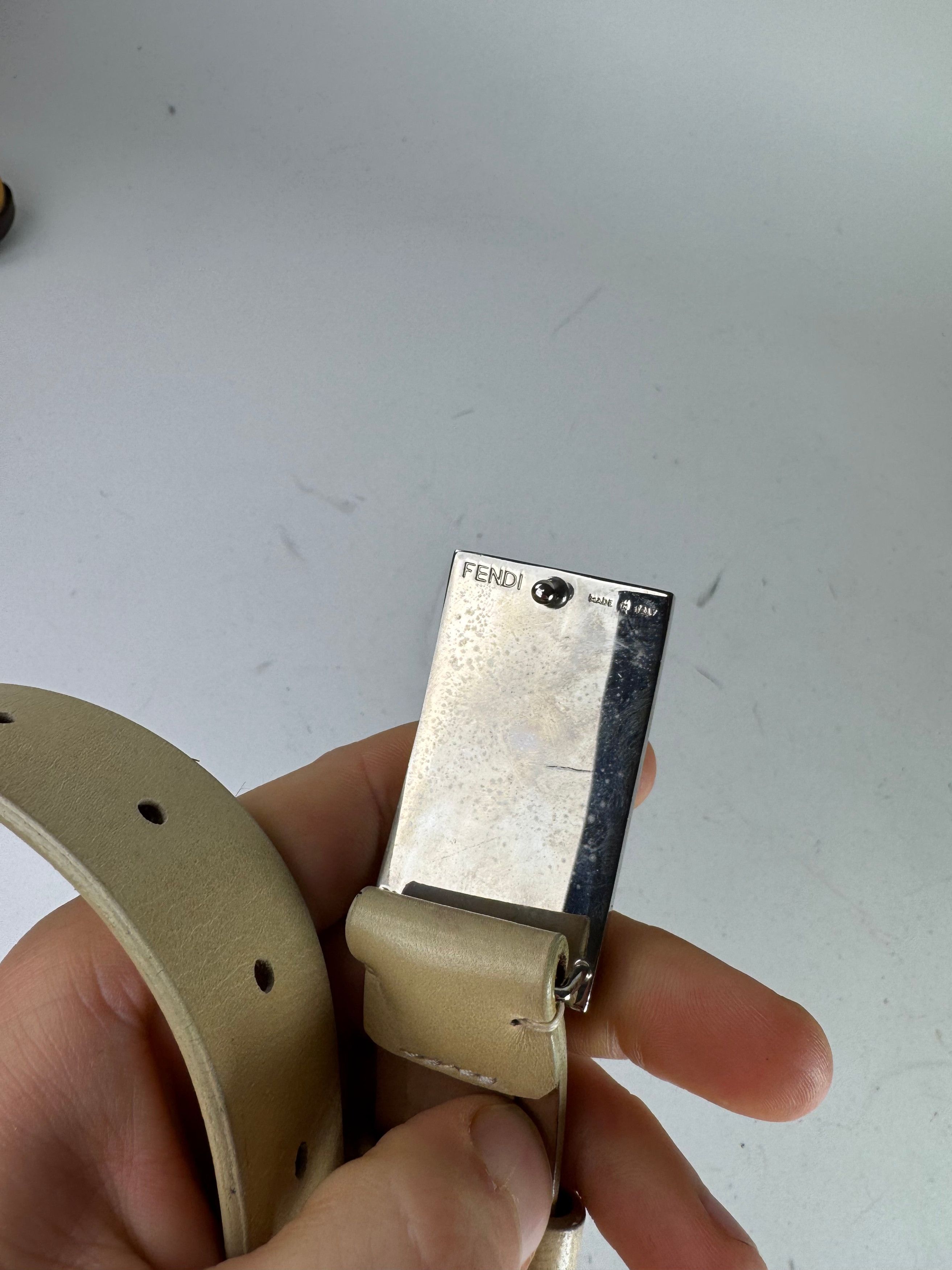 Fendi Vintage Leather Belt beige Size ONE SIZE - 3 Thumbnail