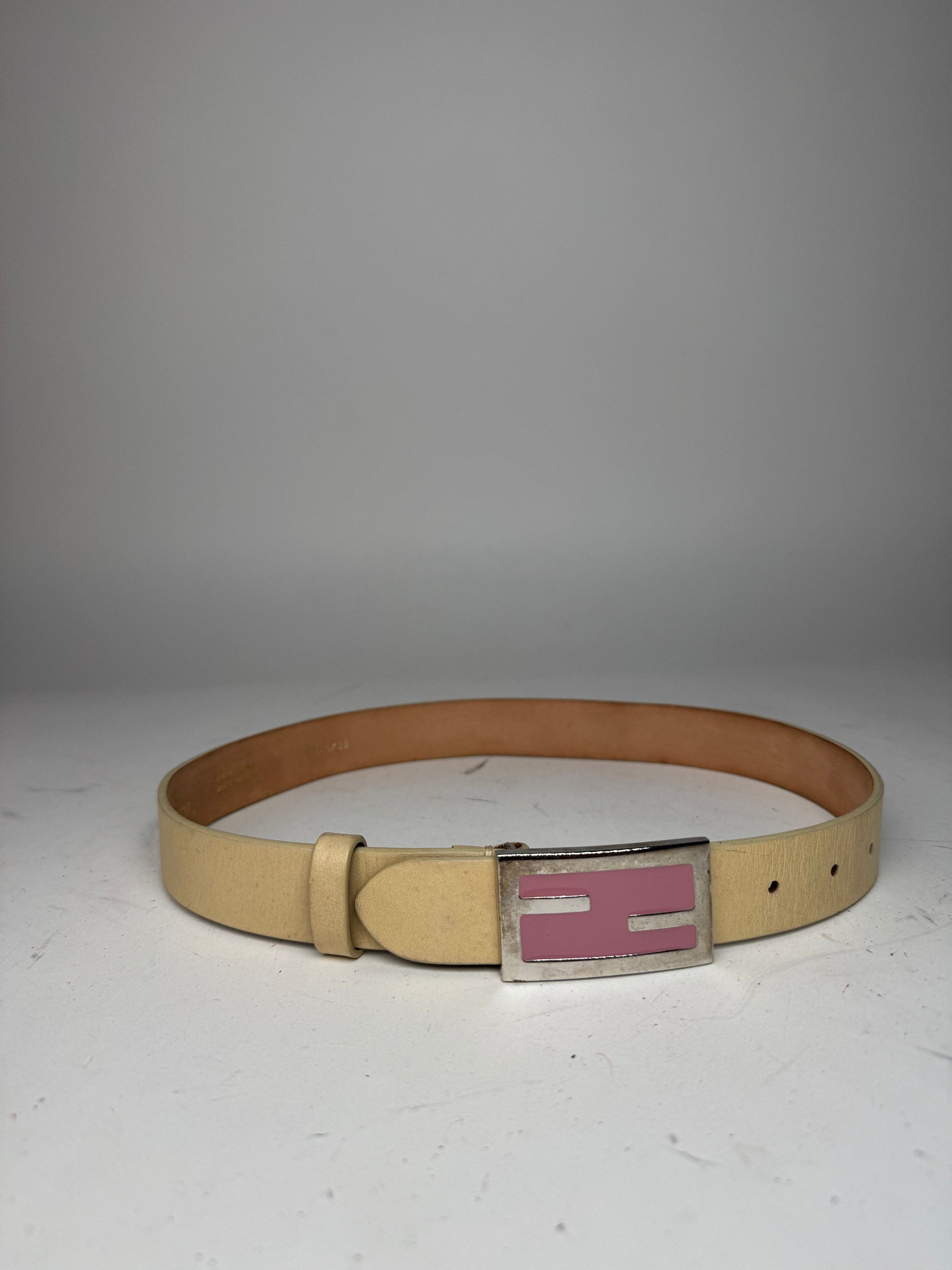 Fendi Vintage Leather Belt beige Size ONE SIZE - 8 Thumbnail
