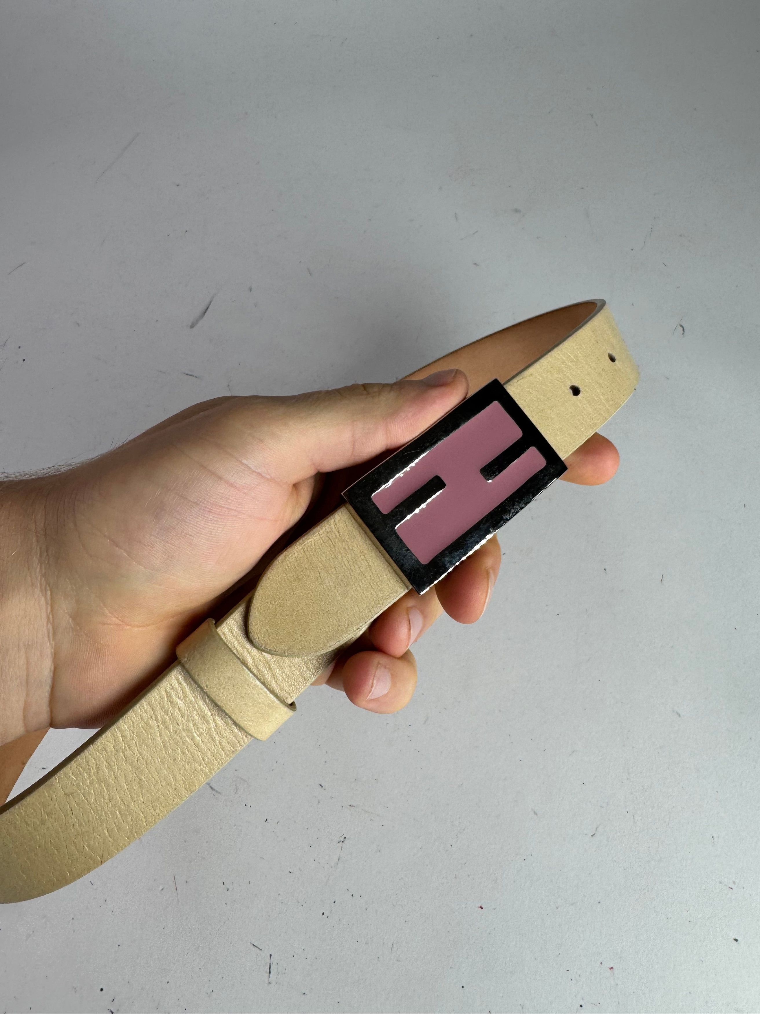 Fendi Vintage Leather Belt beige Size ONE SIZE - 2 Thumbnail