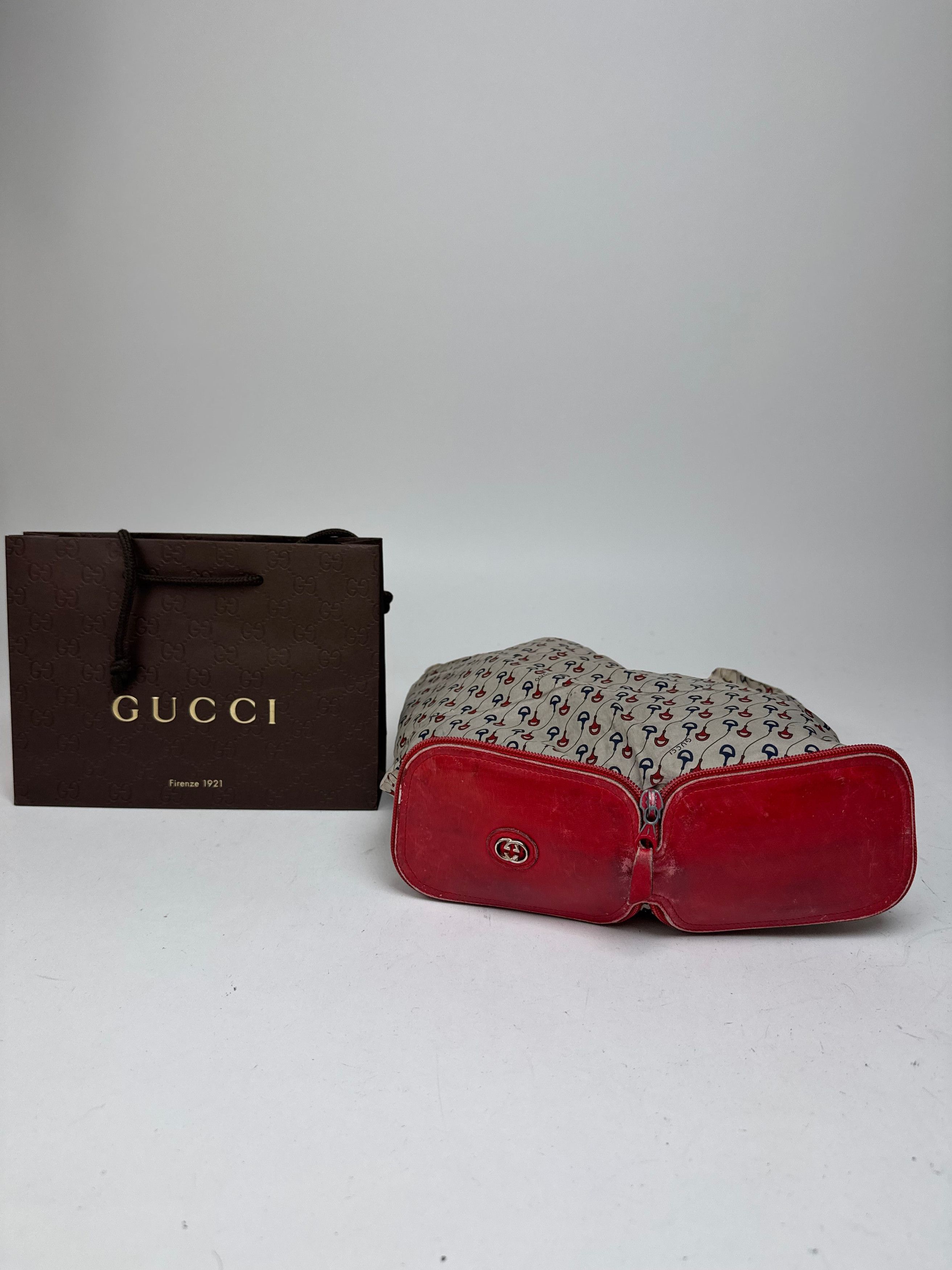 Gucci Vintage Foldable horsebit Monogram Tote Bag Beige Size ONE SIZE - 3 Thumbnail