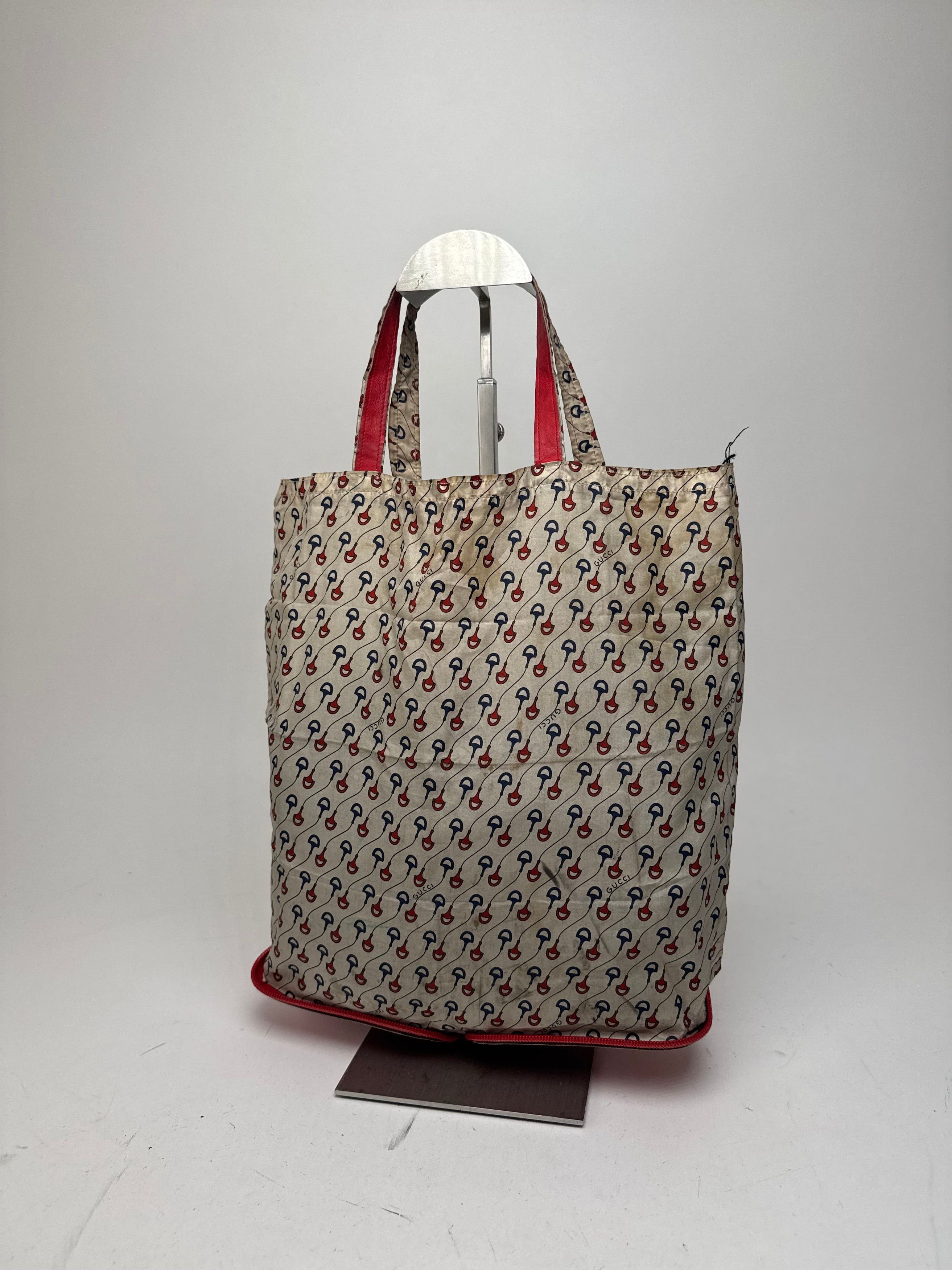 Gucci Vintage Foldable horsebit Monogram Tote Bag Beige Size ONE SIZE - 6 Thumbnail