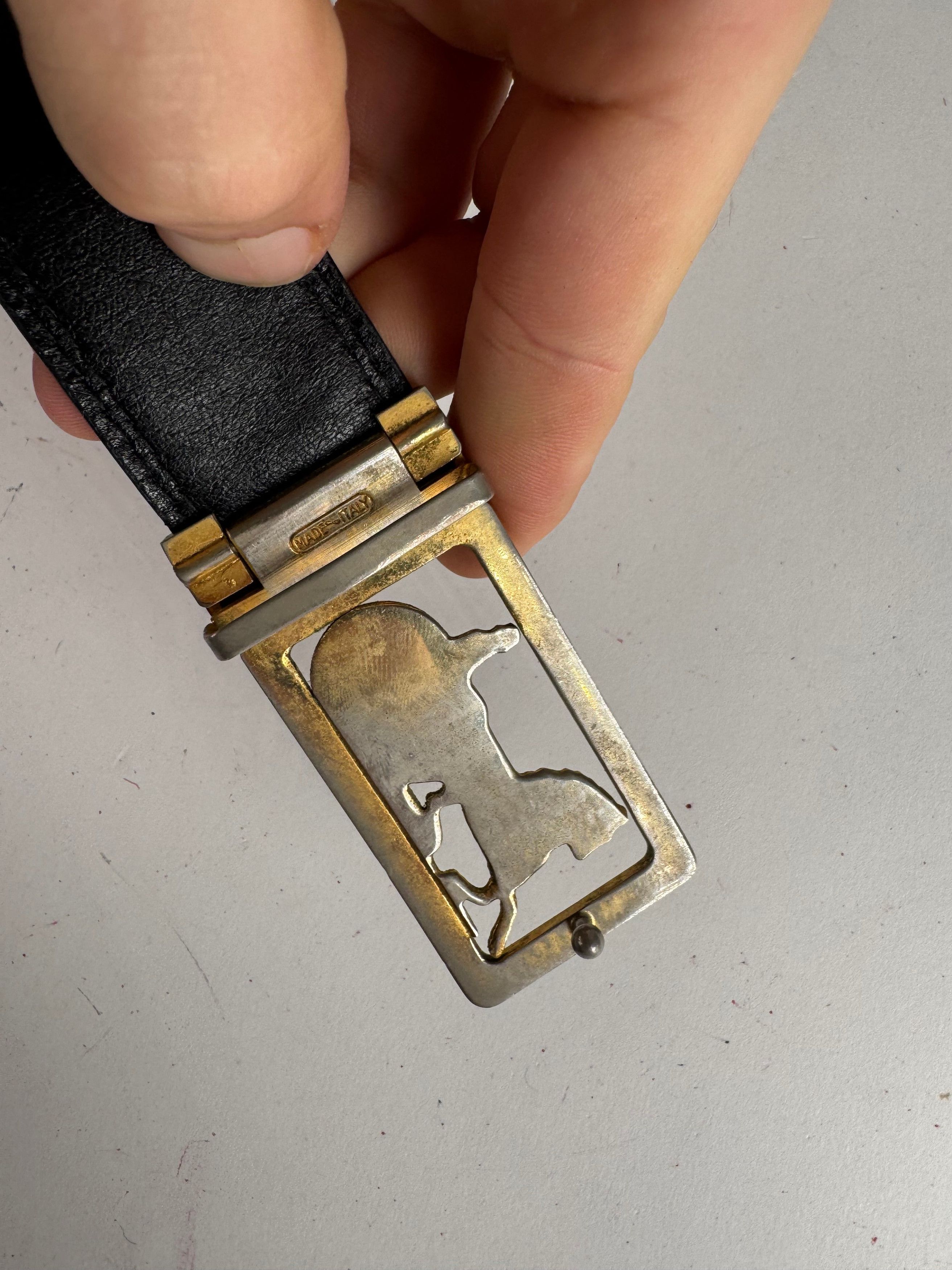 Celine Vintage Paris Carriage Logo belt black Size ONE SIZE - 4 Thumbnail