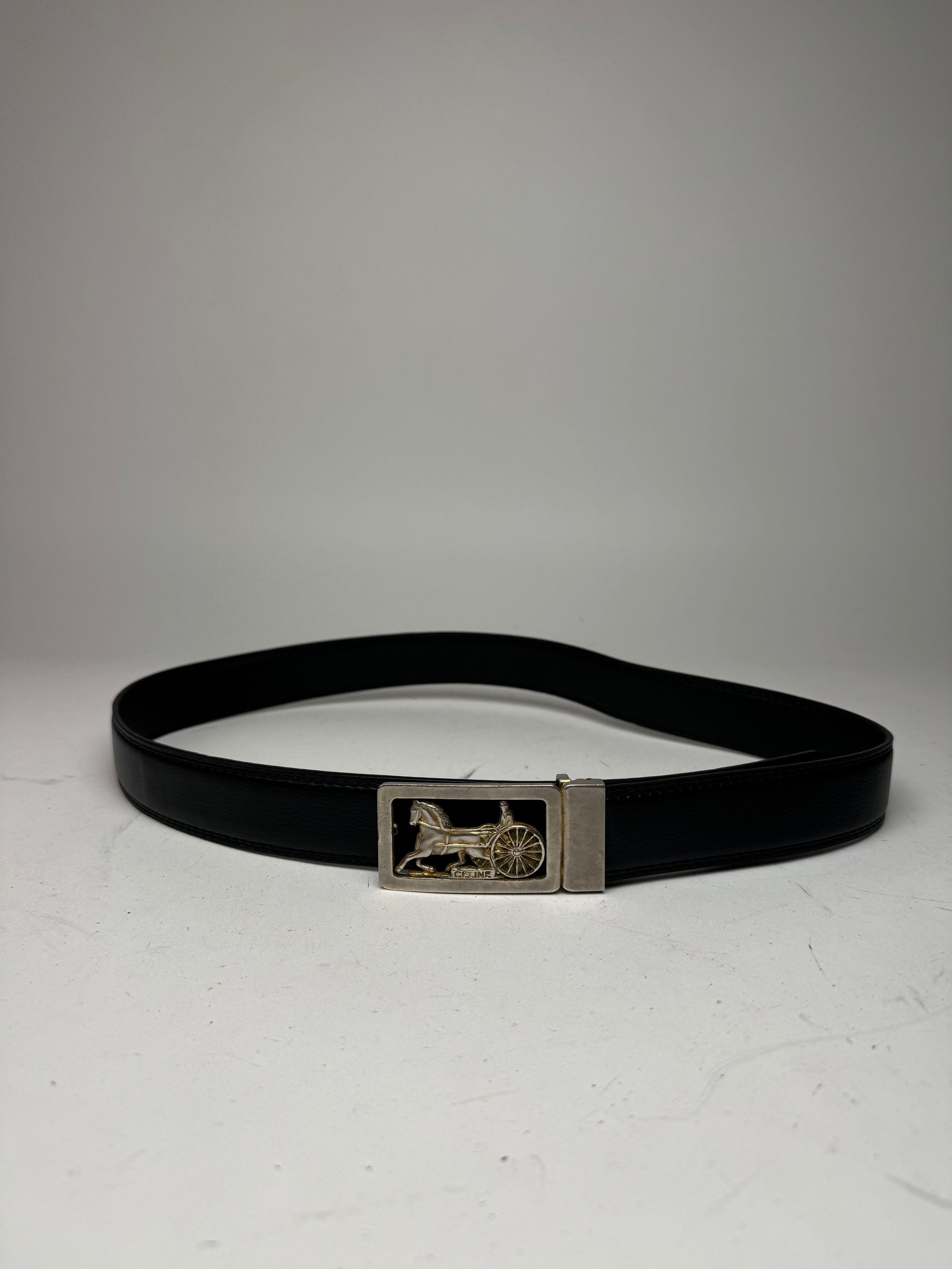 Celine Vintage Paris Carriage Logo belt black Size ONE SIZE - 10 Thumbnail
