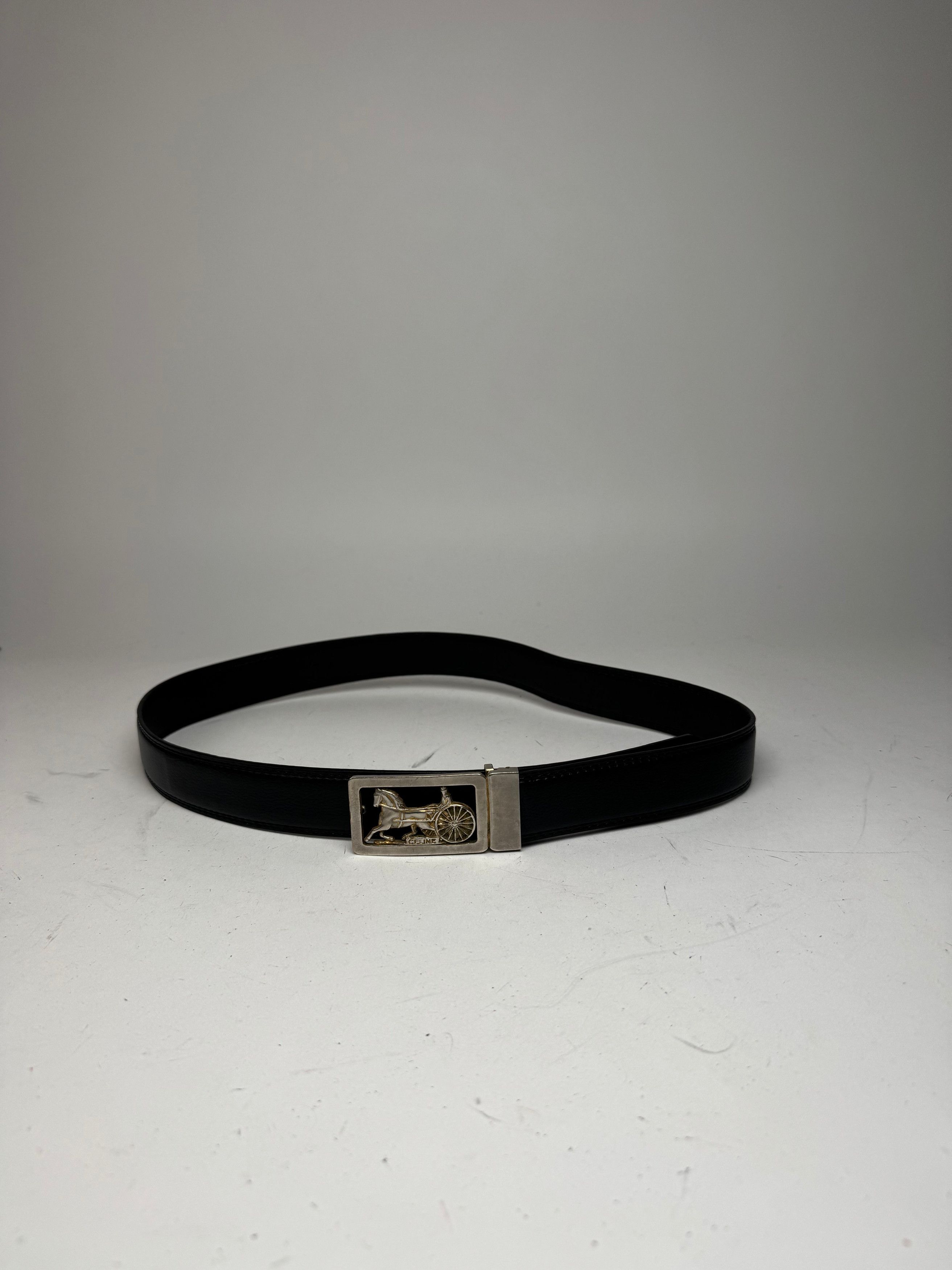 Celine Vintage Paris Carriage Logo belt black Size ONE SIZE - 7 Thumbnail