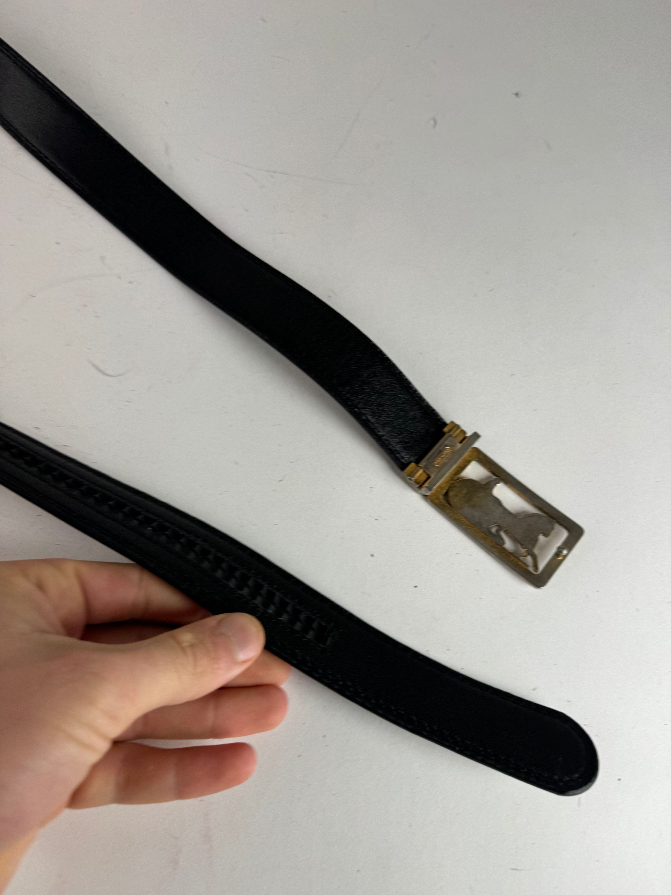Celine Vintage Paris Carriage Logo belt black Size ONE SIZE - 5 Thumbnail