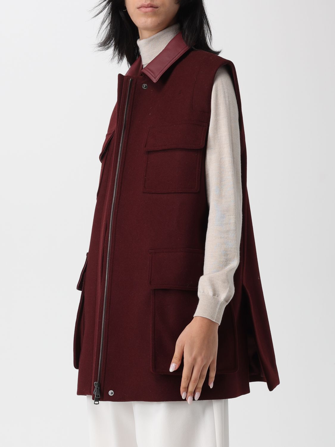 Max Mara Max Mara Waistcoat Woman Burgundy Size XS / US 0-2 / IT 36-38 - 4 Thumbnail