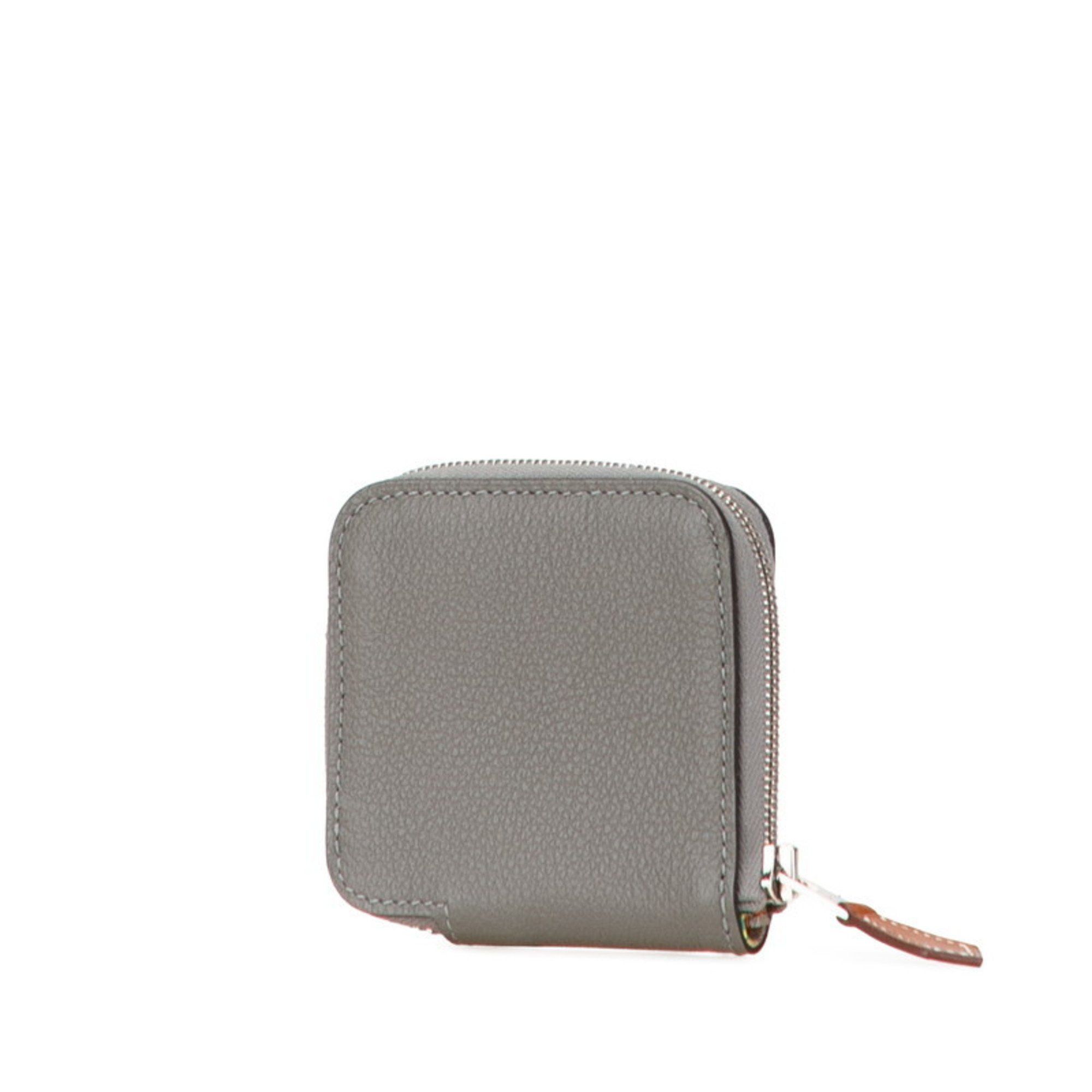 Hermes Hermès Azap Silkin Compact Wallet/Coin Case, Grimeyer Gray Evercolor, Women's, HERMES Size ONE SIZE - 2 Thumbnail