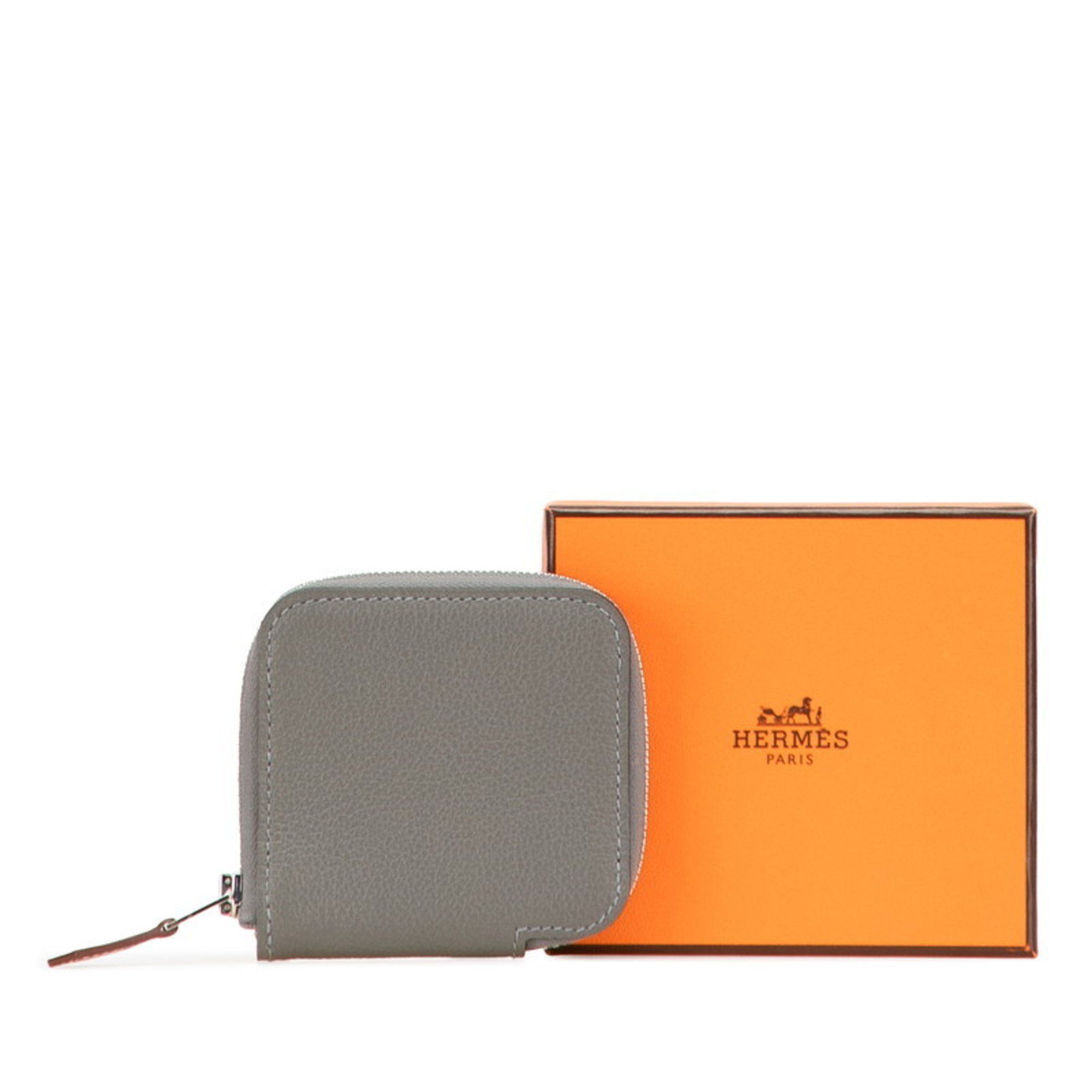 Hermes Hermès Azap Silkin Compact Wallet/Coin Case, Grimeyer Gray Evercolor, Women's, HERMES Size ONE SIZE - 10 Thumbnail